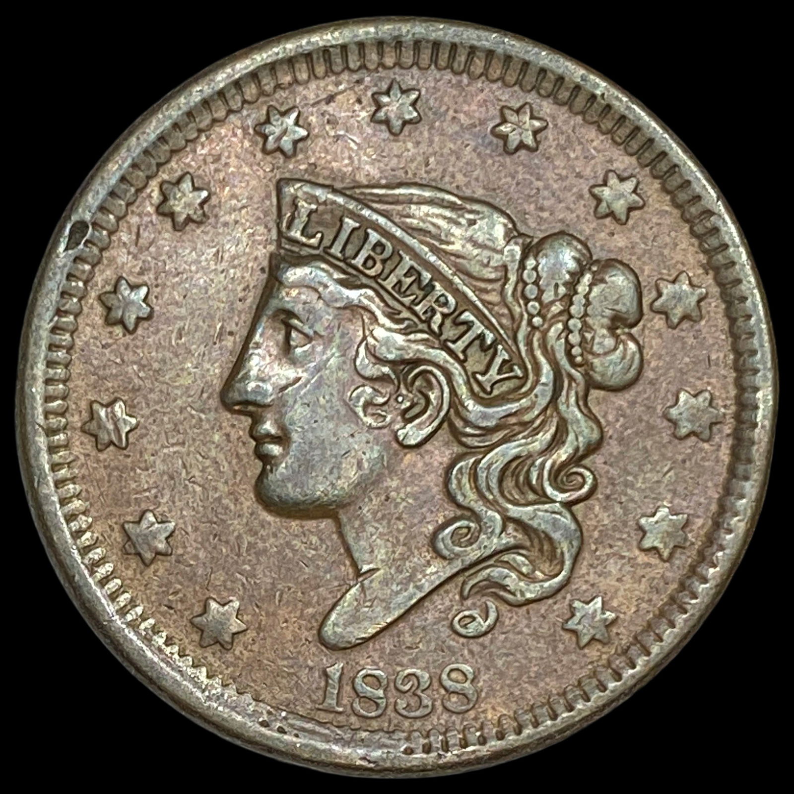 1838 Braided Hair Large Cent CLOSELY UNCIRCULATED: 1838 Braided Hair Large Cent CLOSELY UNCIRCULATED