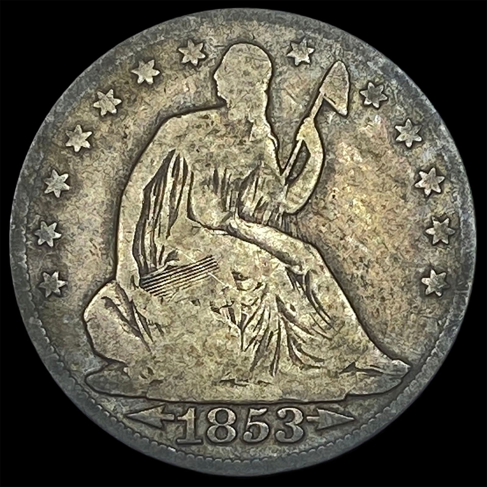 1853-O Arrows/Rays Silver Seated Liberty Half Dollar CHOICE AU: 1853-O Arrows/Rays Silver Seated Liberty Half Dollar CHOICE AU