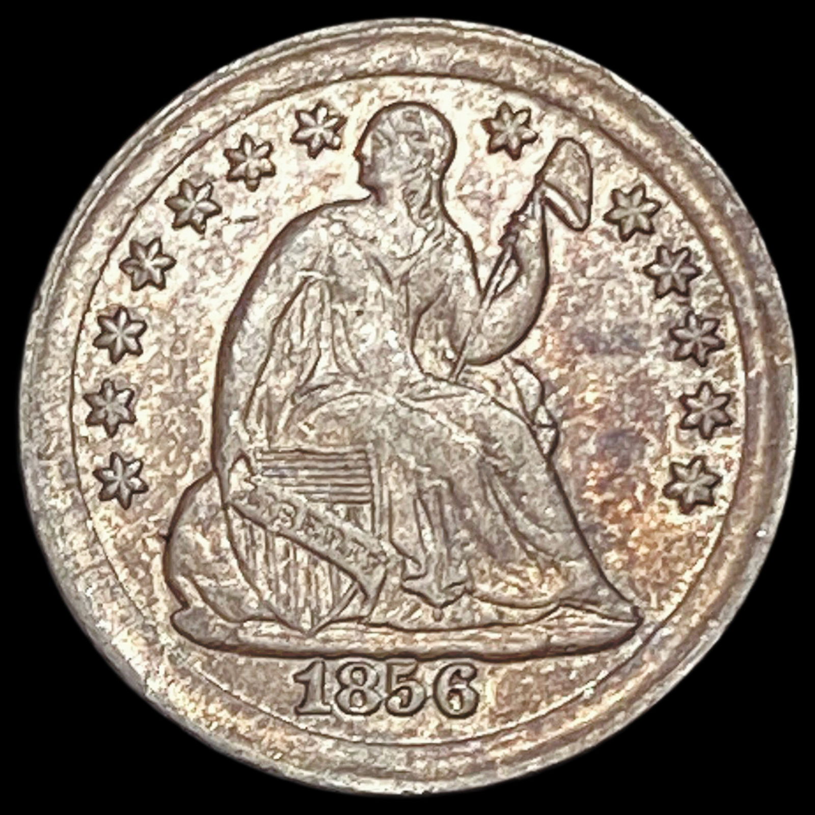 1856 Seated Liberty Half Dime CHOICE AU: 1856 Seated Liberty Half Dime CHOICE AU