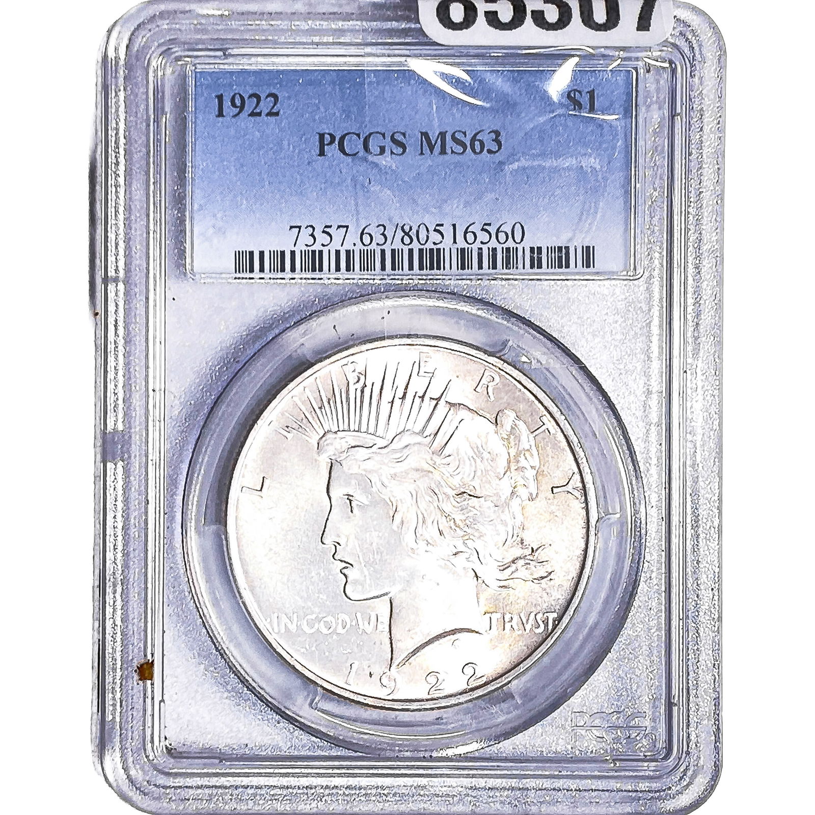 1922 Silver Peace Dollar PCGS MS63: 1922 Silver Peace Dollar PCGS MS63