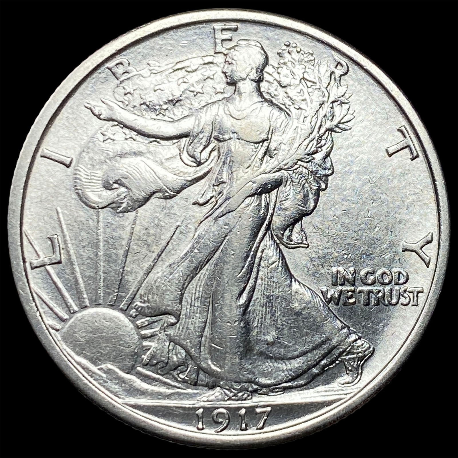 1917 Walking Liberty Half Dollar CLOSELY UNCIRCULATED: 1917 Walking Liberty Half Dollar CLOSELY UNCIRCULATED