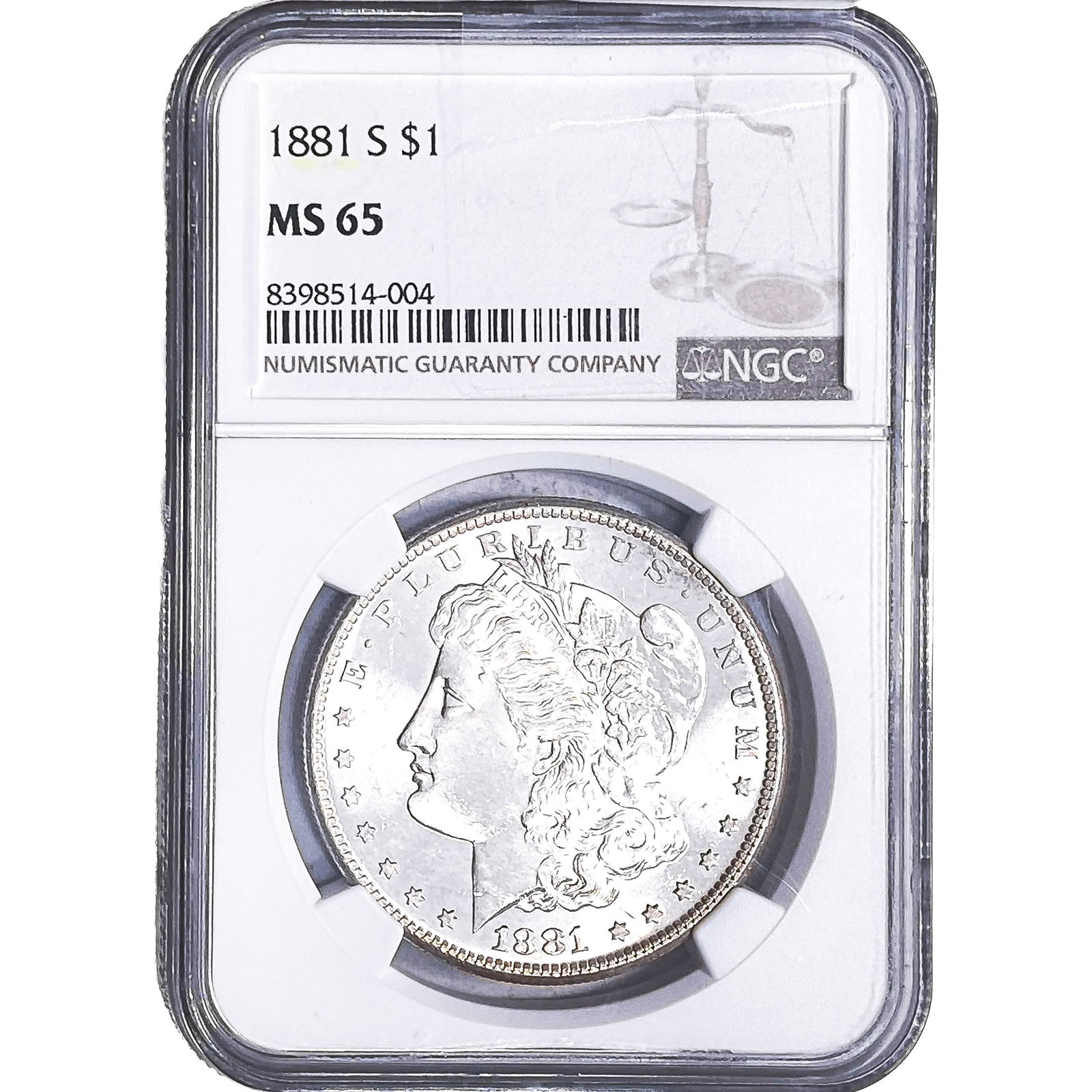 1881-S Morgan Silver Dollar NGC MS65: 1881-S Morgan Silver Dollar NGC MS65