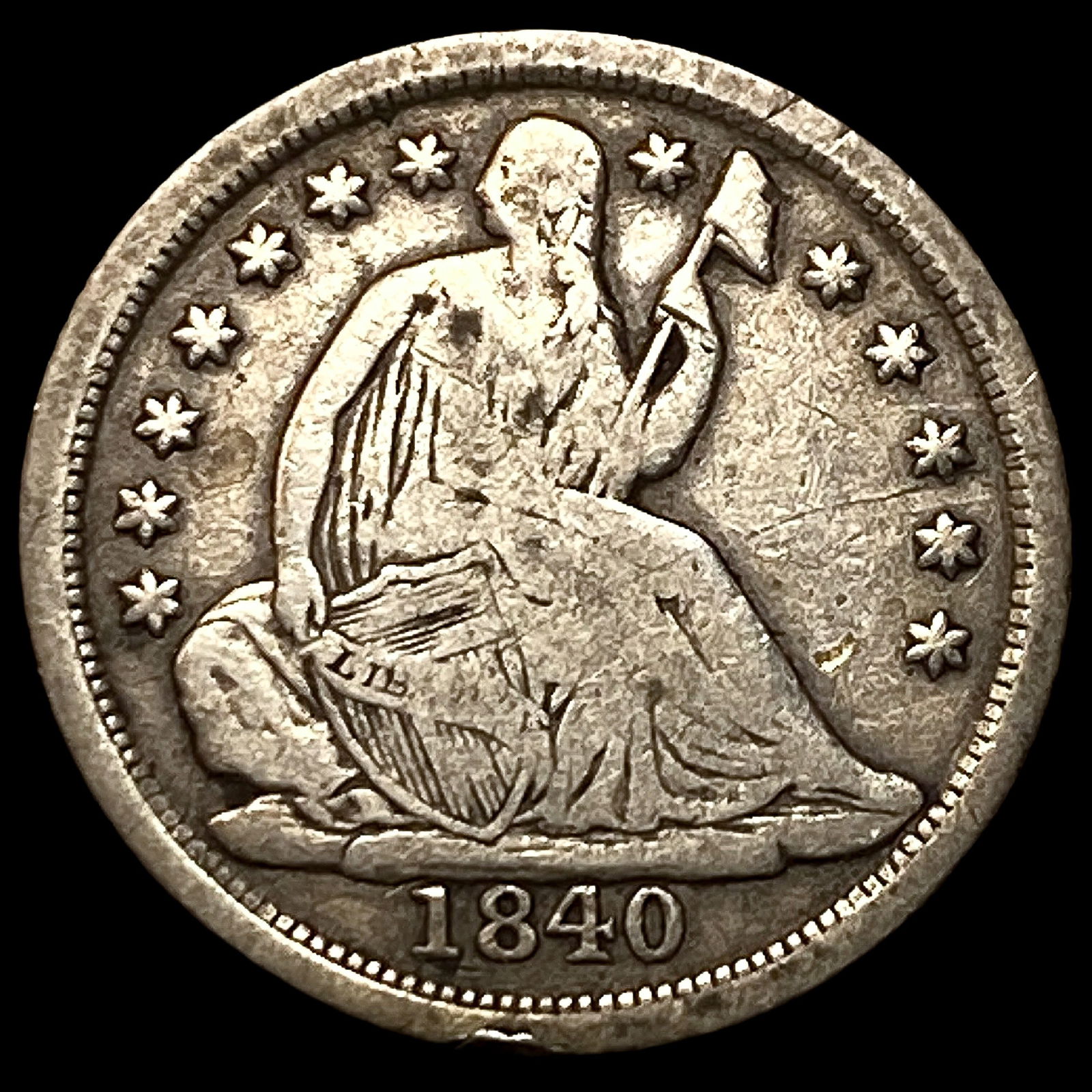 1840-O Silver Seated Liberty Half Dime ABOUT UNCIRCULATED: 1840-O Silver Seated Liberty Half Dime ABOUT UNCIRCULATED