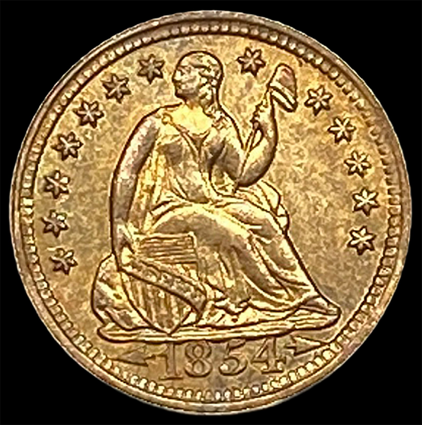 1854 Arrows Seated Liberty Half Dime CHOICE AU: 1854 Arrows Seated Liberty Half Dime CHOICE AU