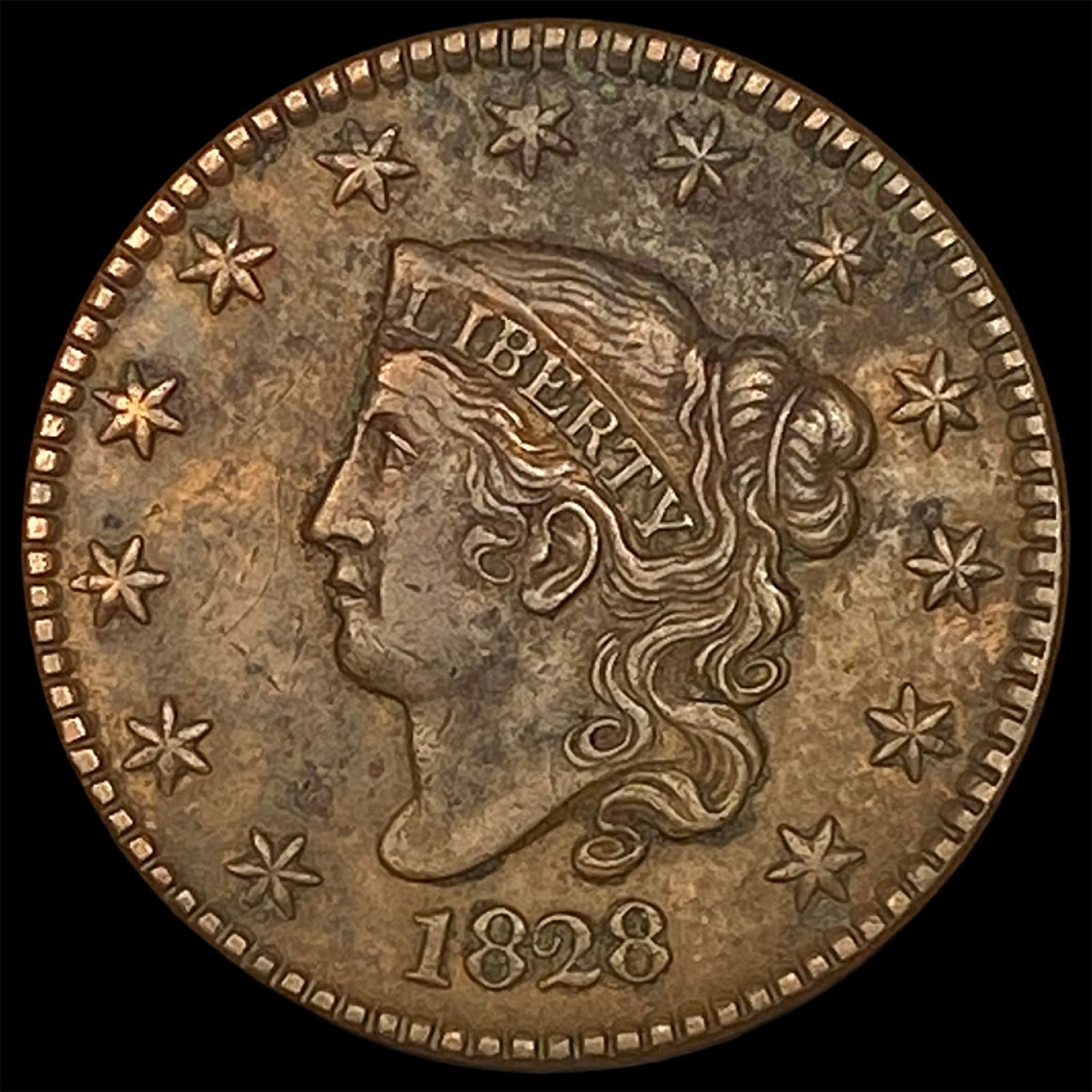 1828 Coronet Head Large Cent CLOSELY UNCIRCULATED: 1828 Coronet Head Large Cent CLOSELY UNCIRCULATED