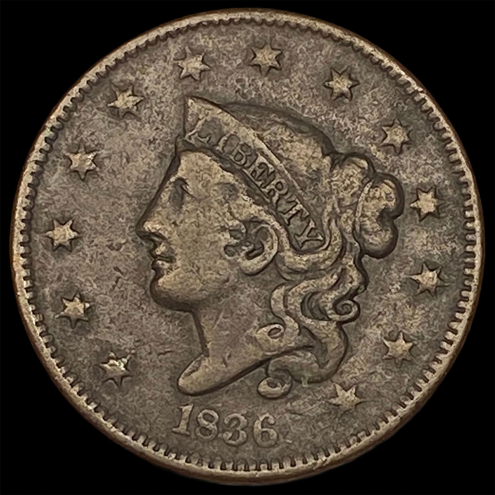 1836 Coronet Head Large Cent LIGHTLY CIRCULATED: 1836 Coronet Head Large Cent LIGHTLY CIRCULATED