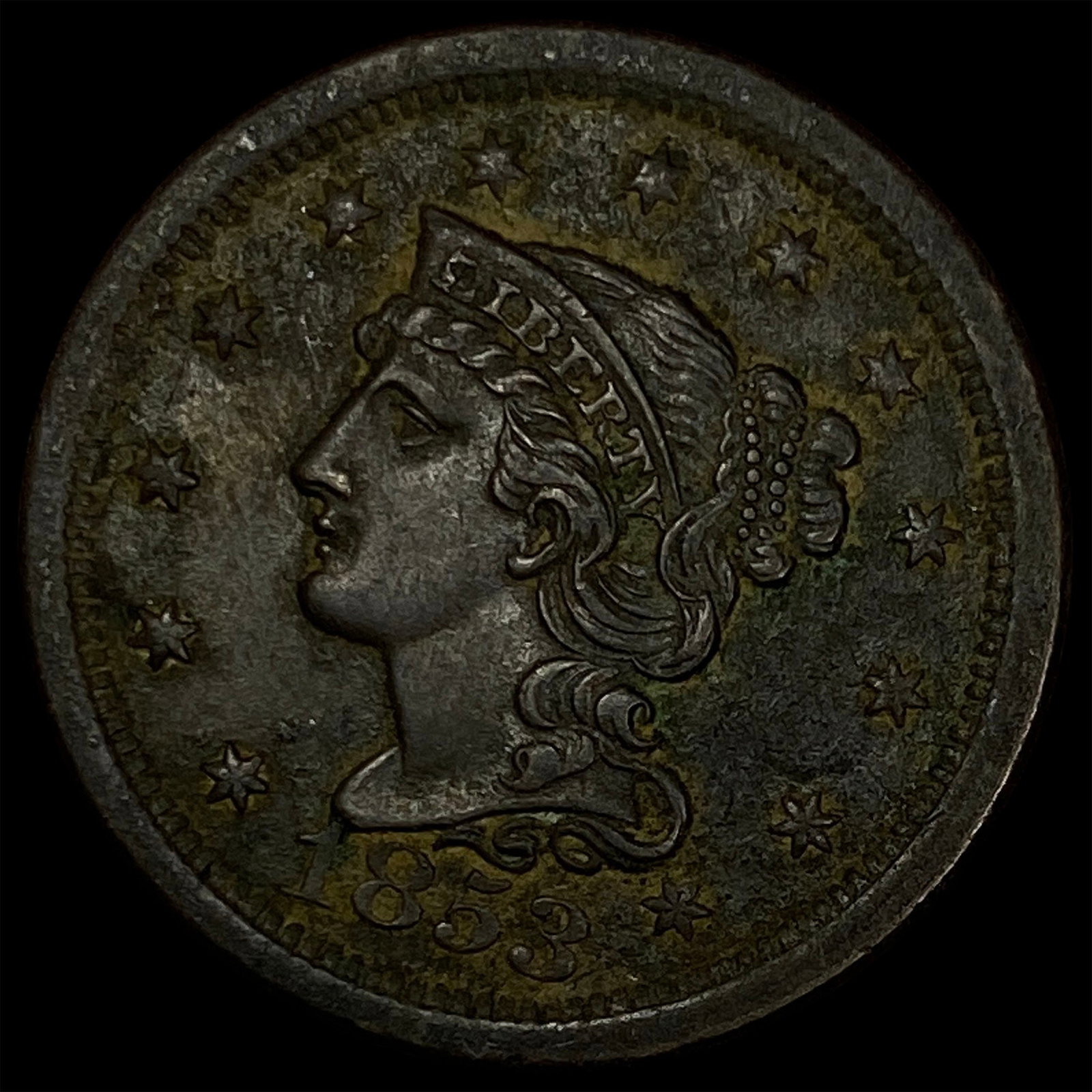 1853 Braided Hair Large Cent CLOSELY UNCIRCULATED: 1853 Braided Hair Large Cent CLOSELY UNCIRCULATED
