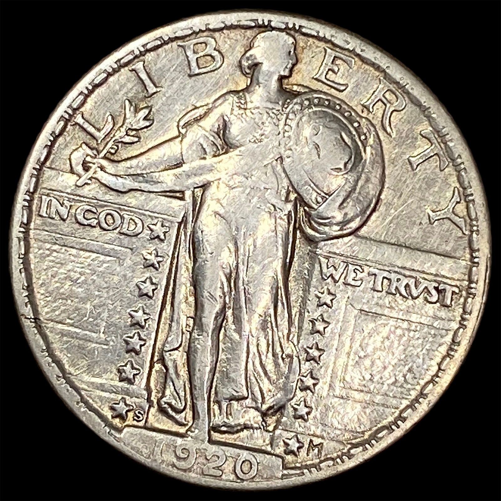 1920-S Silver Standing Liberty Quarter NEARLY UNCIRCULATED: 1920-S Silver Standing Liberty Quarter NEARLY UNCIRCULATED
