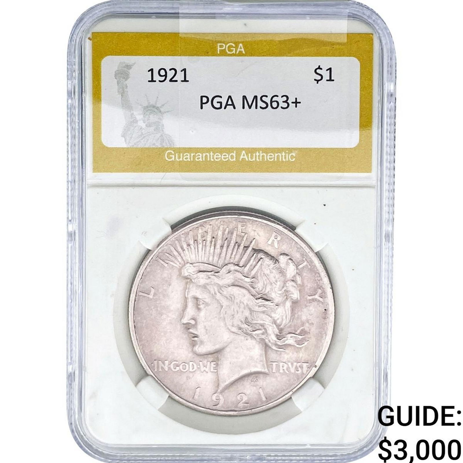 1921 Morgan Silver Dollar PGA MS63+: 1921 Morgan Silver Dollar PGA MS63+