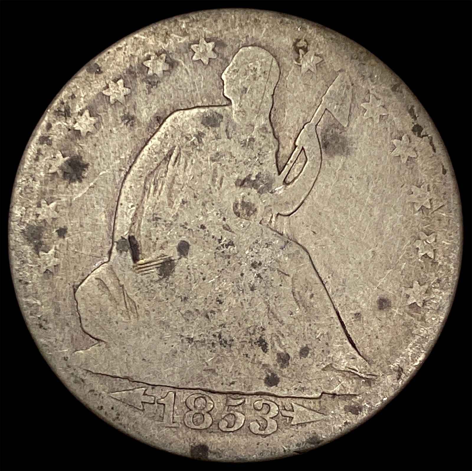 1853 Arrows/Rays Silver Seated Liberty Half Dollar HIGH GRADE: 1853 Arrows/Rays Silver Seated Liberty Half Dollar HIGH GRADE