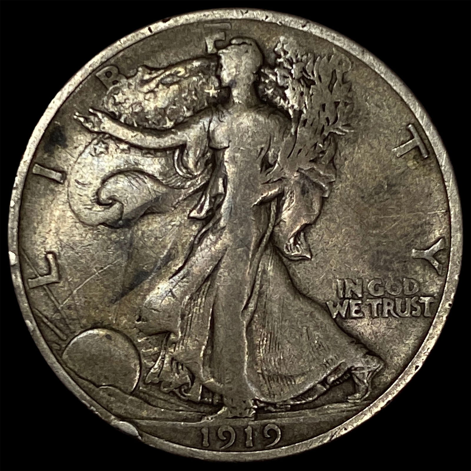 1919-D Silver Walking Liberty Half Dollar LIGHTLY CIRCULATED (1 of 2)