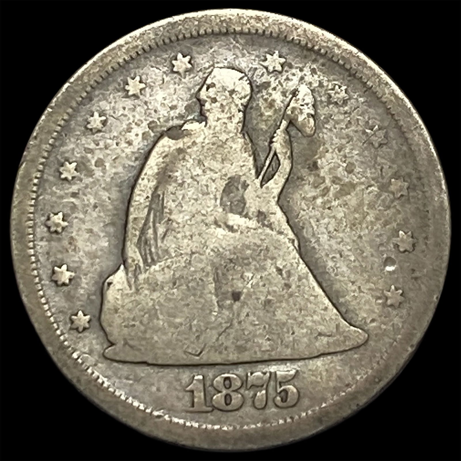 1875-S Silver Seated Liberty Quarter LIGHTLY CIRCULATED (1 of 2)