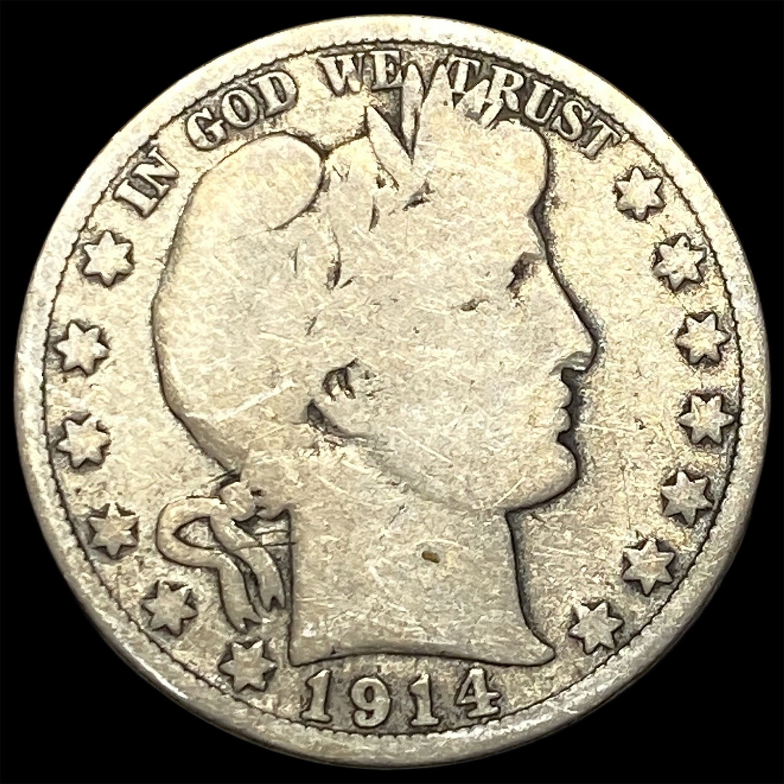 1914 Silver Barber Half Dollar NICELY CIRCULATED: 1914 Silver Barber Half Dollar NICELY CIRCULATED