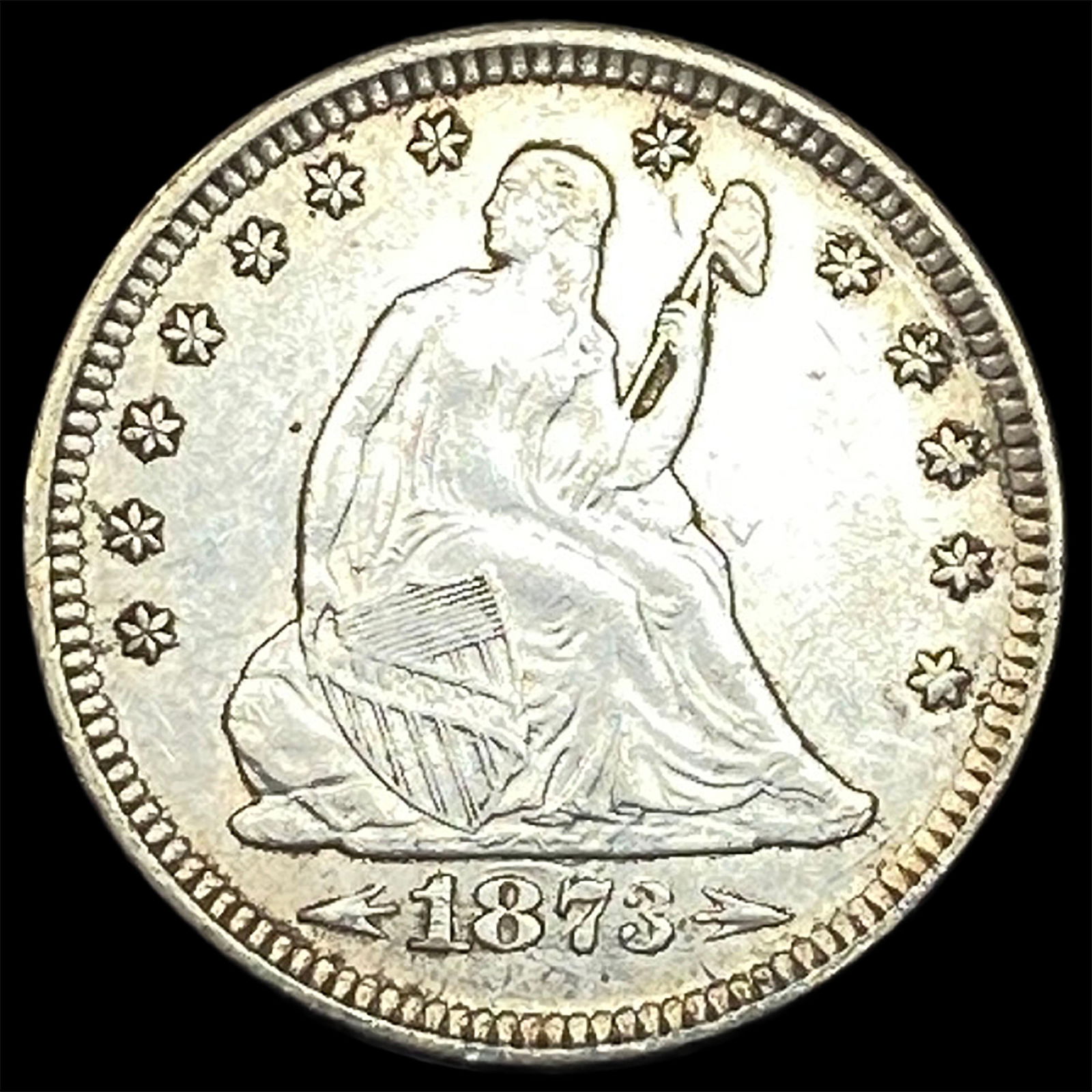 1873 Arrows Silver Seated Liberty Quarter CHOICE AU: 1873 Arrows Silver Seated Liberty Quarter CHOICE AU