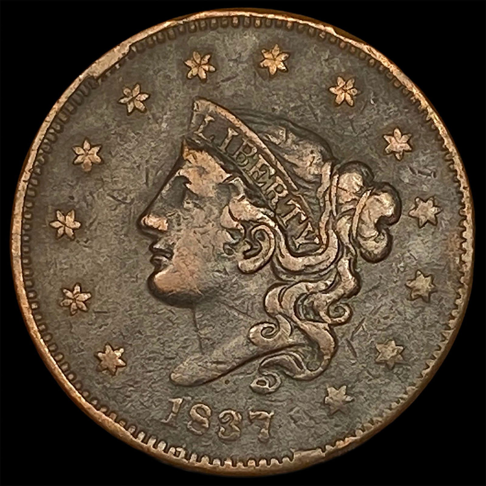 1837 Coronet Head Large Cent LIGHTLY CIRCULATED: 1837 Coronet Head Large Cent LIGHTLY CIRCULATED