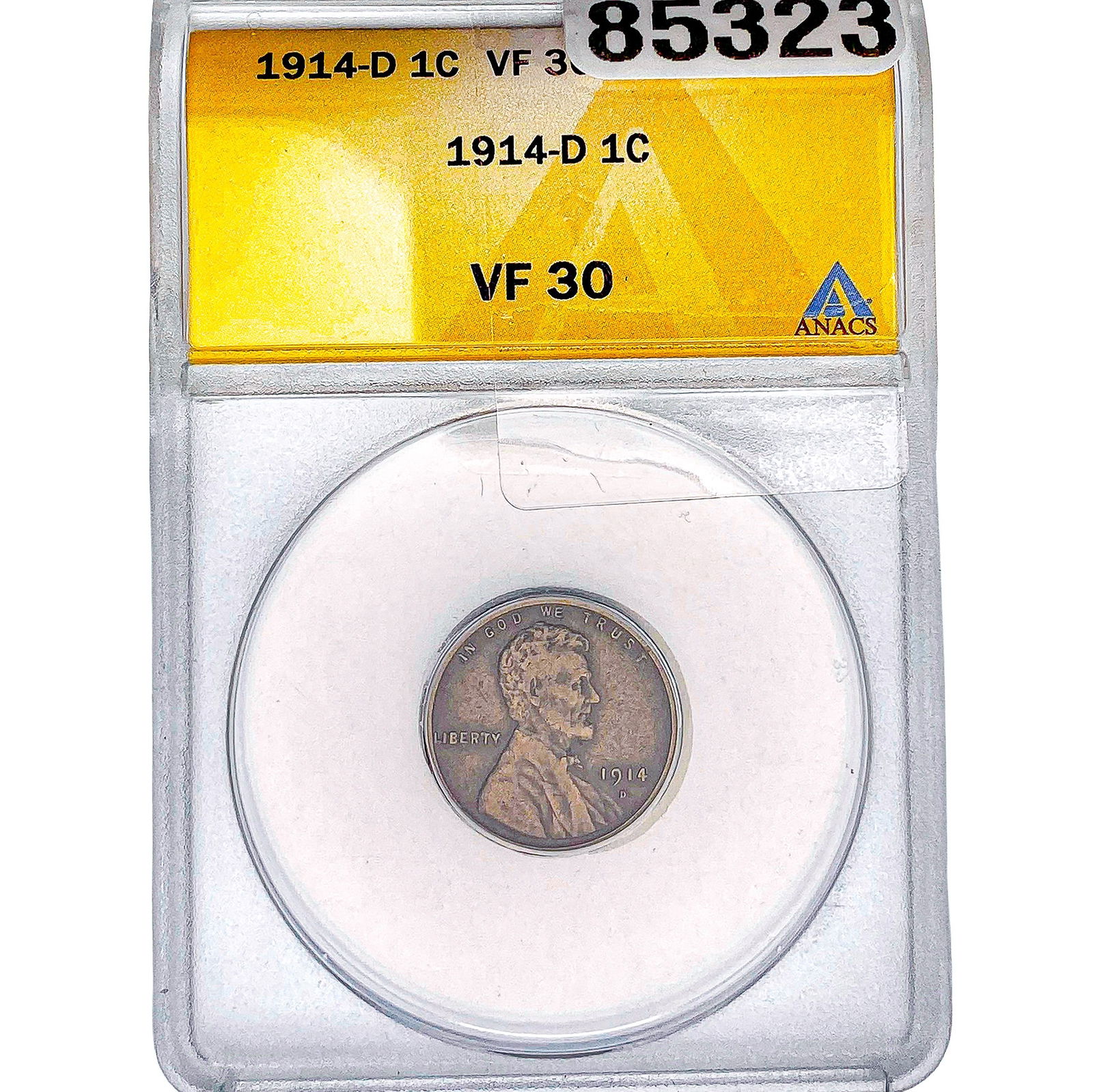 1914-D Wheat Cent ANACS VF30: 1914-D Wheat Cent ANACS VF30