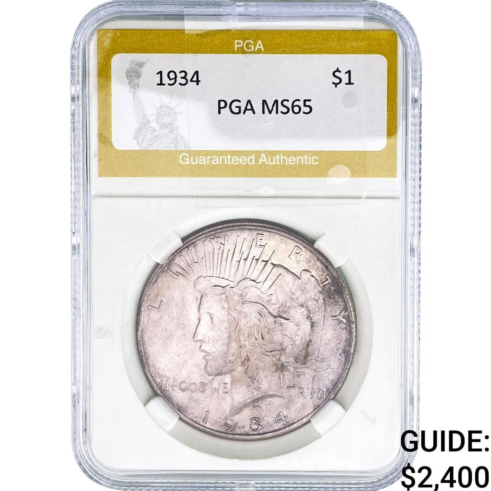 1934 Silver Peace Dollar PGA MS65: 1934 Silver Peace Dollar PGA MS65