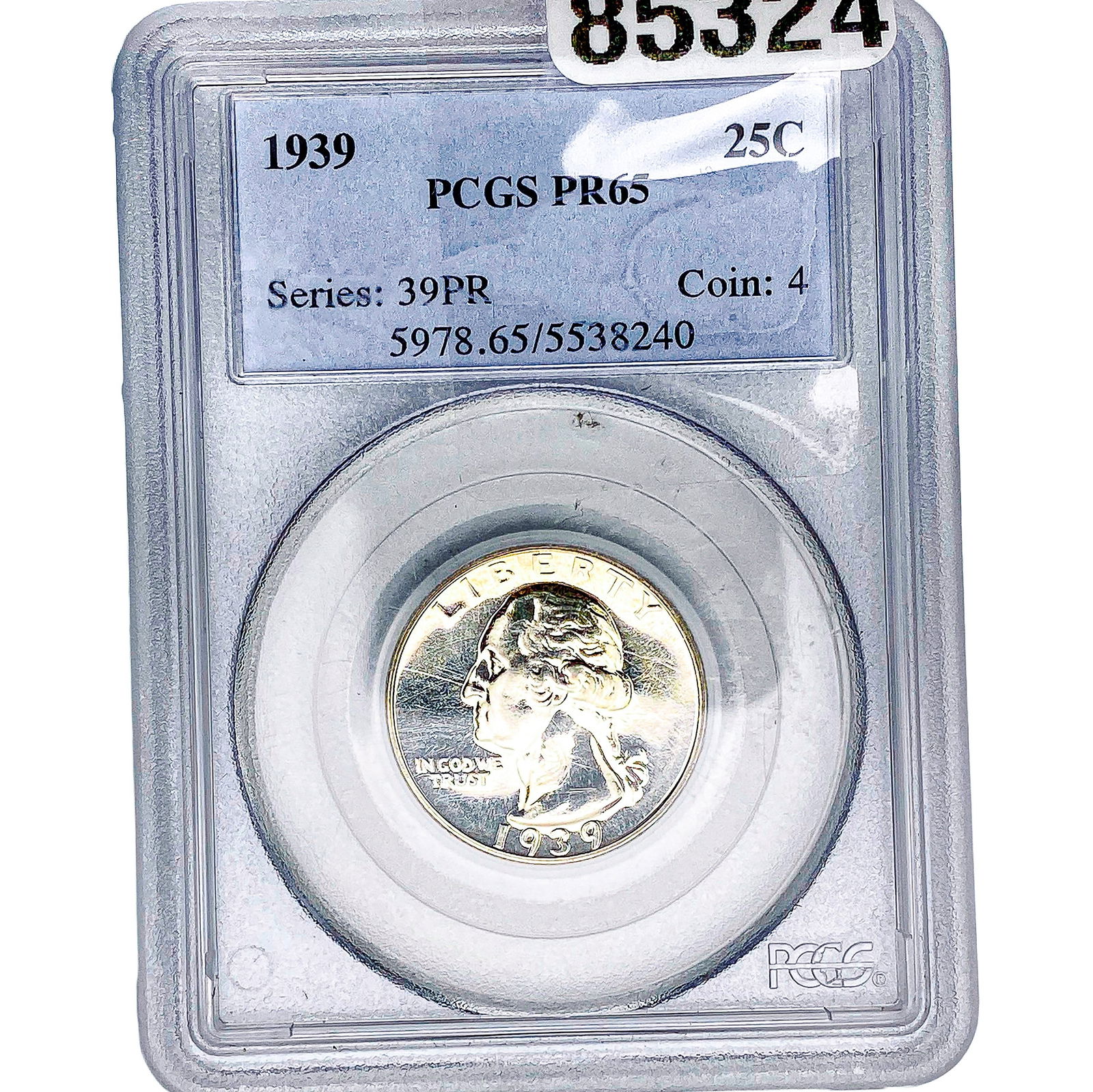 1939 Washington Silver Quarter PCGS PR65: 1939 Washington Silver Quarter PCGS PR65