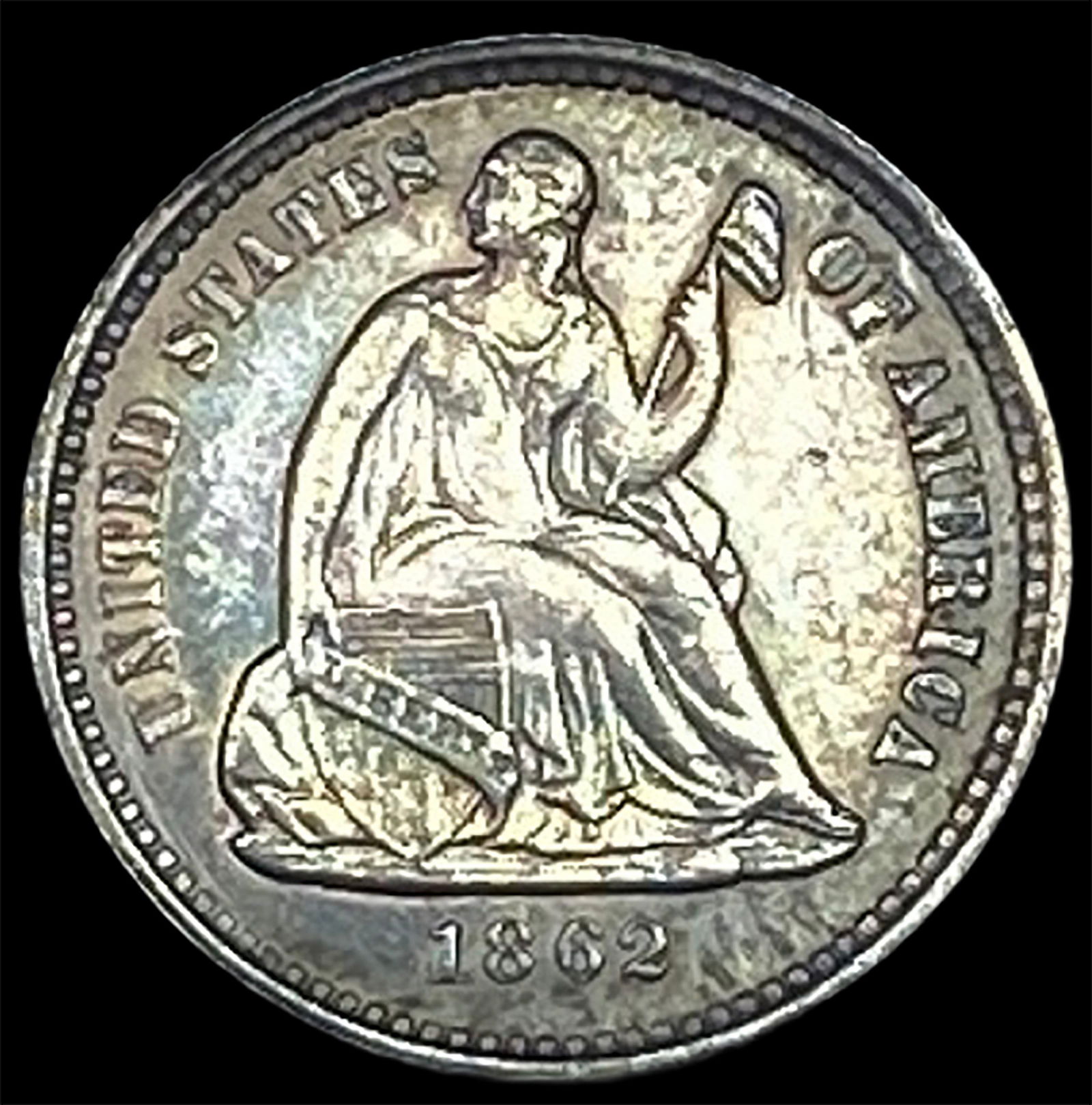 1862 Silver Seated Liberty Half Dime CLOSELY UNCIRCULATED (1 of 2)