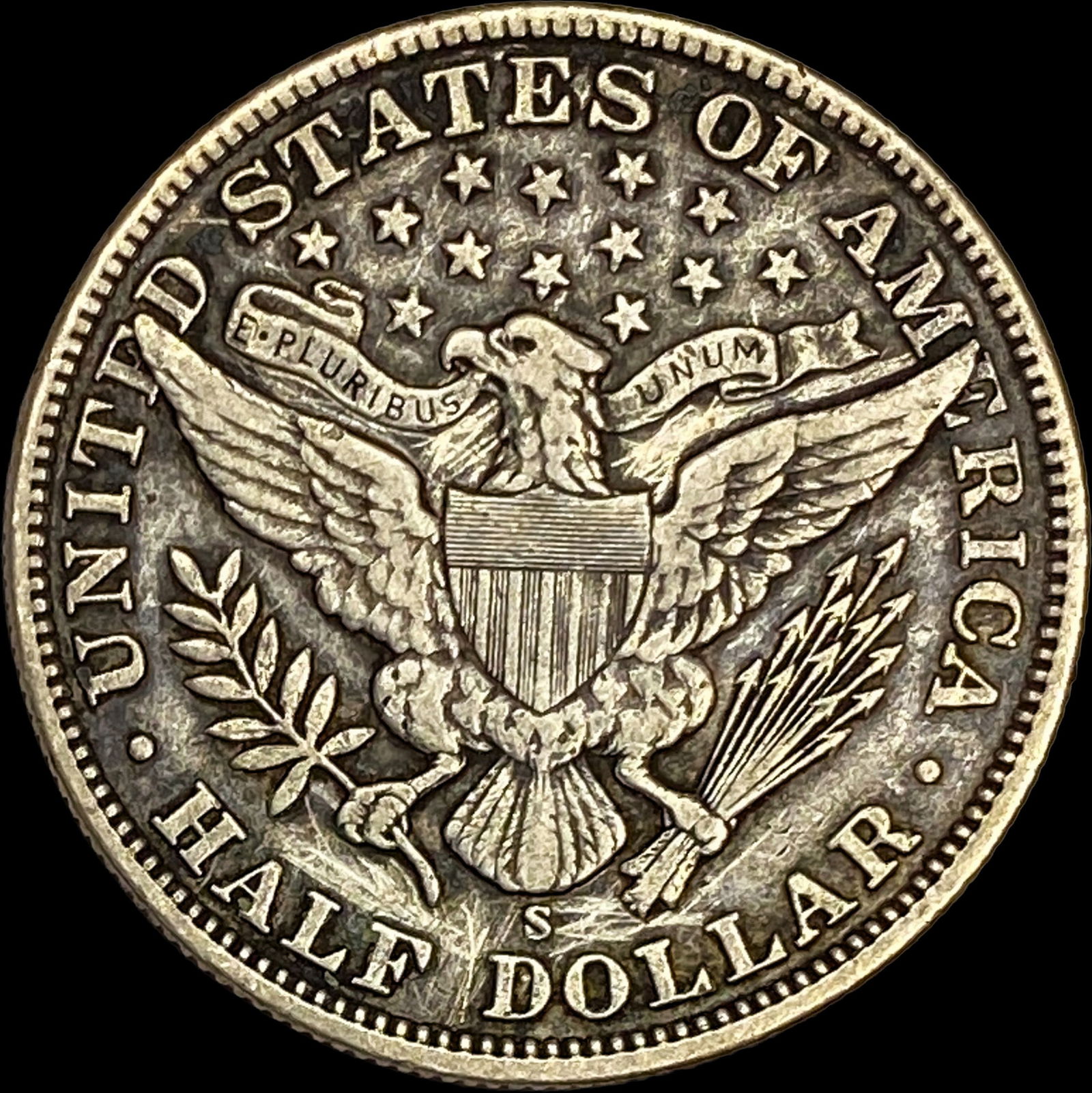 1908-S Silver Barber Half Dollar ABOUT UNCIRCULATED - 2