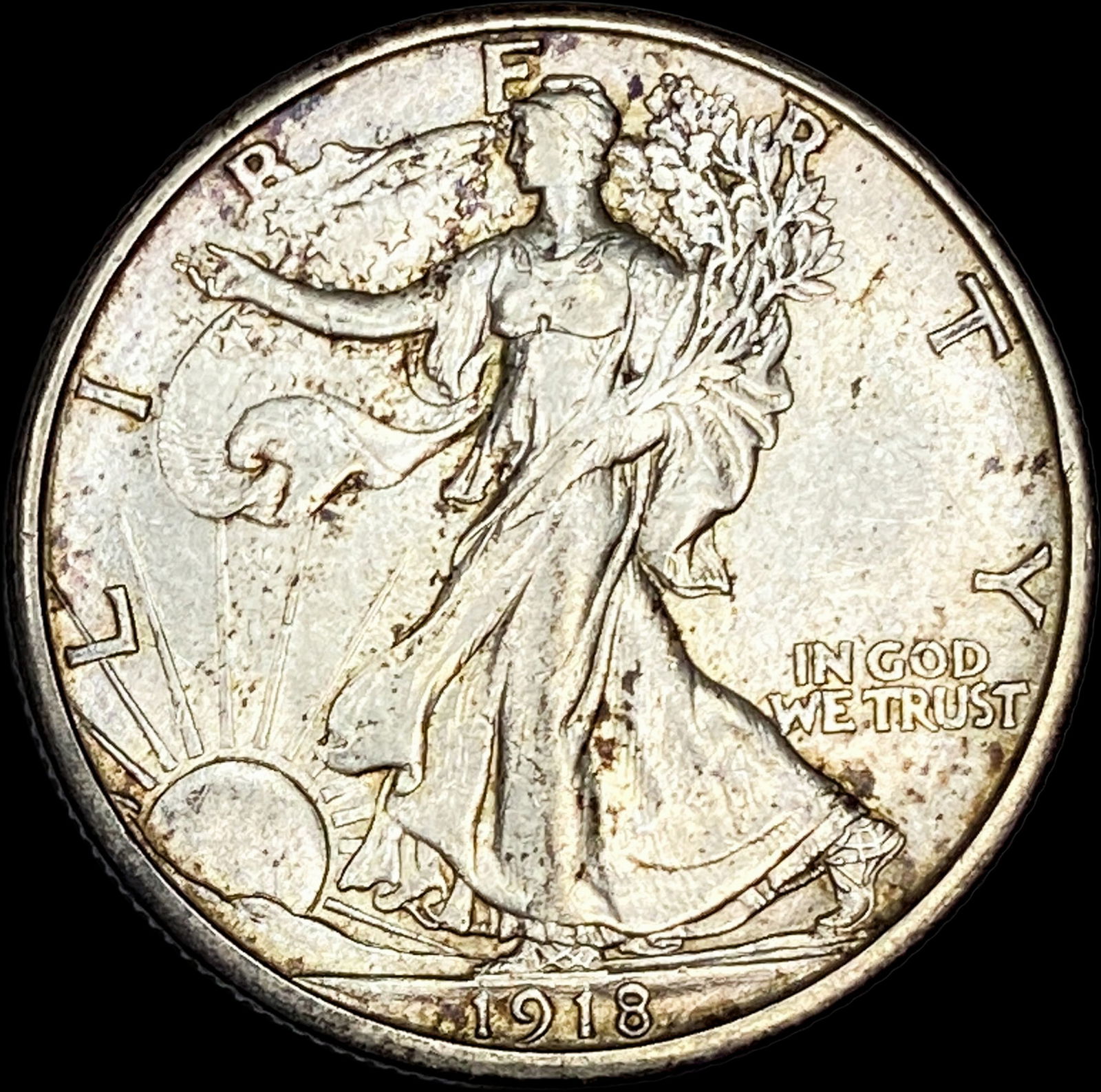 1918-S Silver Walking Liberty Half Dollar CLOSELY UNCIRCULATED: 1918-S Silver Walking Liberty Half Dollar CLOSELY UNCIRCULATED