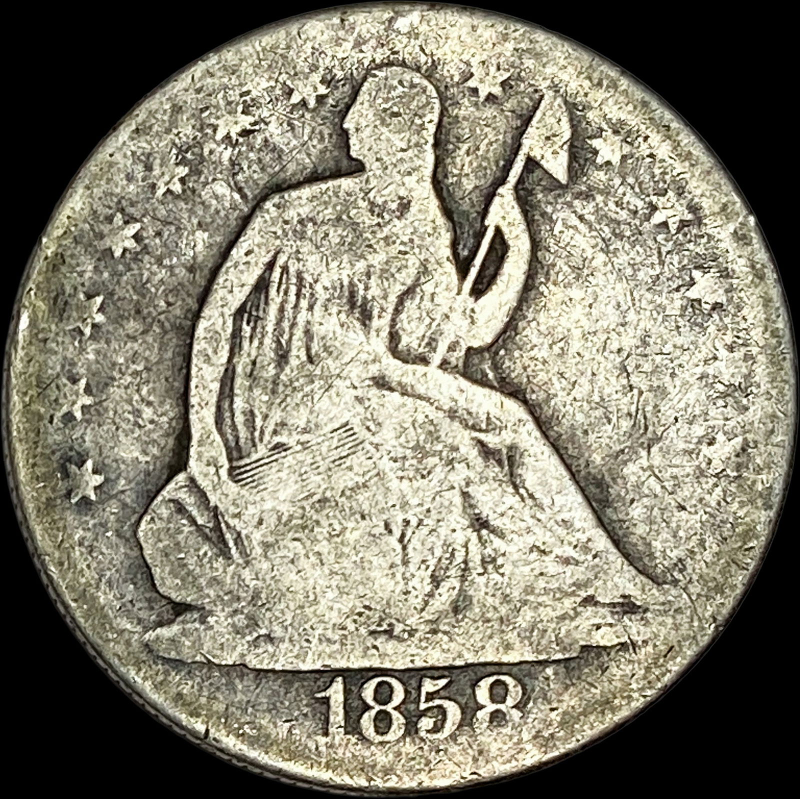 1858 Silver Seated Liberty Half Dollar HIGH GRADE: 1858 Silver Seated Liberty Half Dollar HIGH GRADE