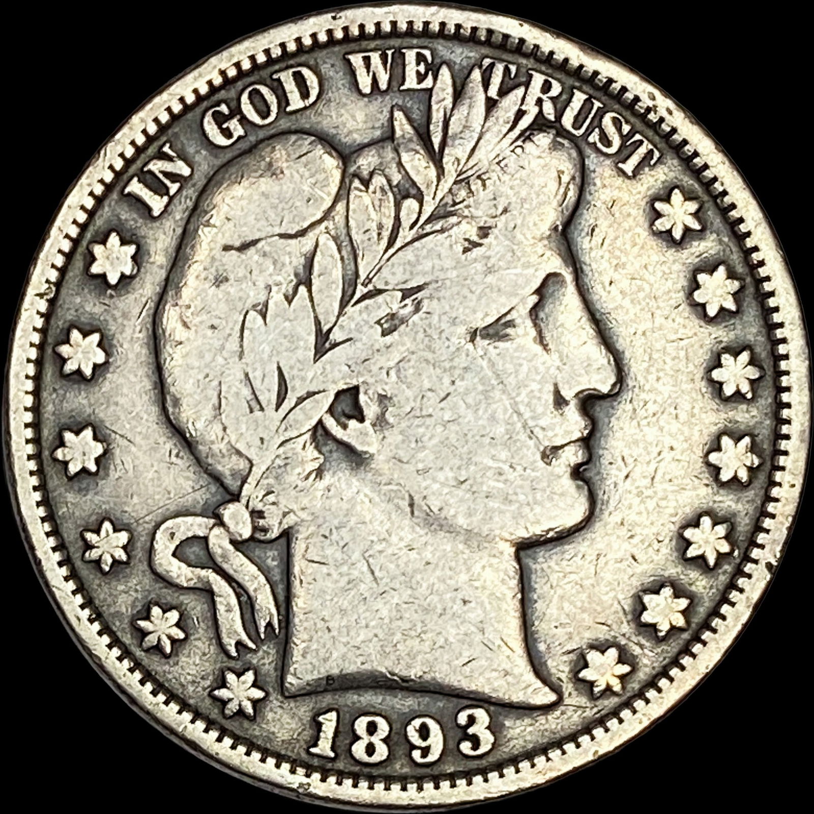 1893 Silver Barber Half Dollar LIGHTLY CIRCULATED: 1893 Silver Barber Half Dollar LIGHTLY CIRCULATED