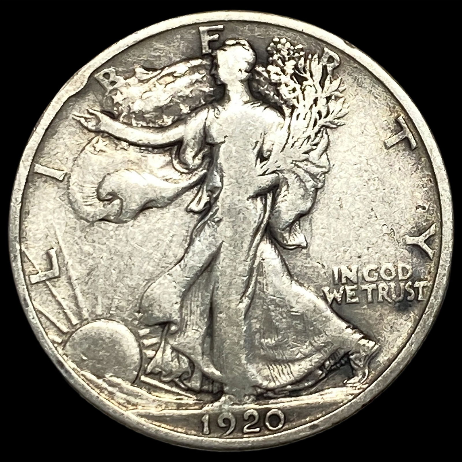 1920-D Silver Walking Liberty Half Dollar ABOUT UNCIRCULATED: 1920-D Silver Walking Liberty Half Dollar ABOUT UNCIRCULATED