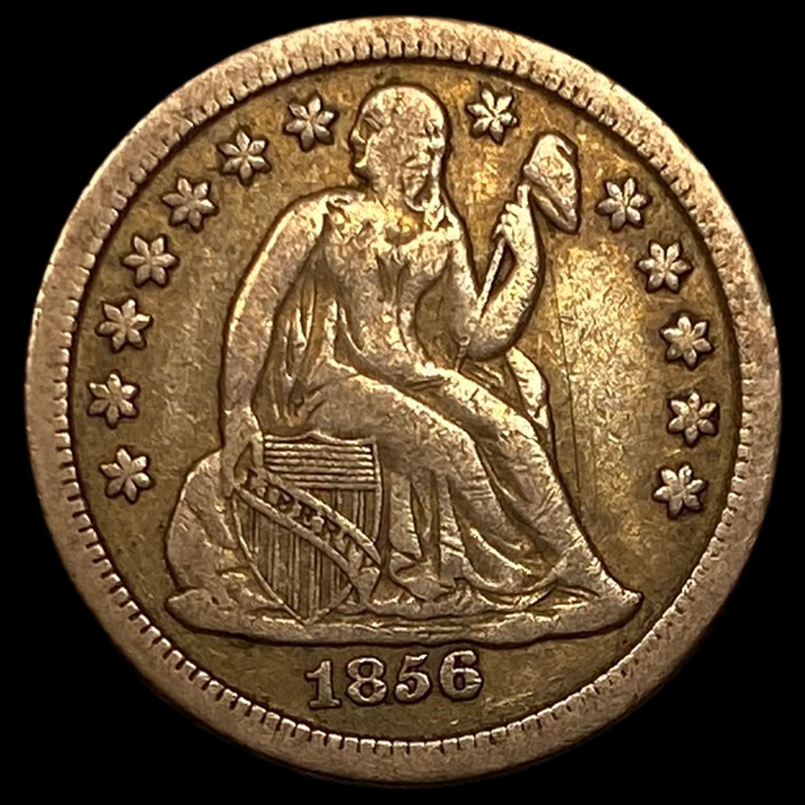 1856-O Silver Seated Liberty Dime NEARLY UNCIRCULATED: 1856-O Silver Seated Liberty Dime NEARLY UNCIRCULATED
