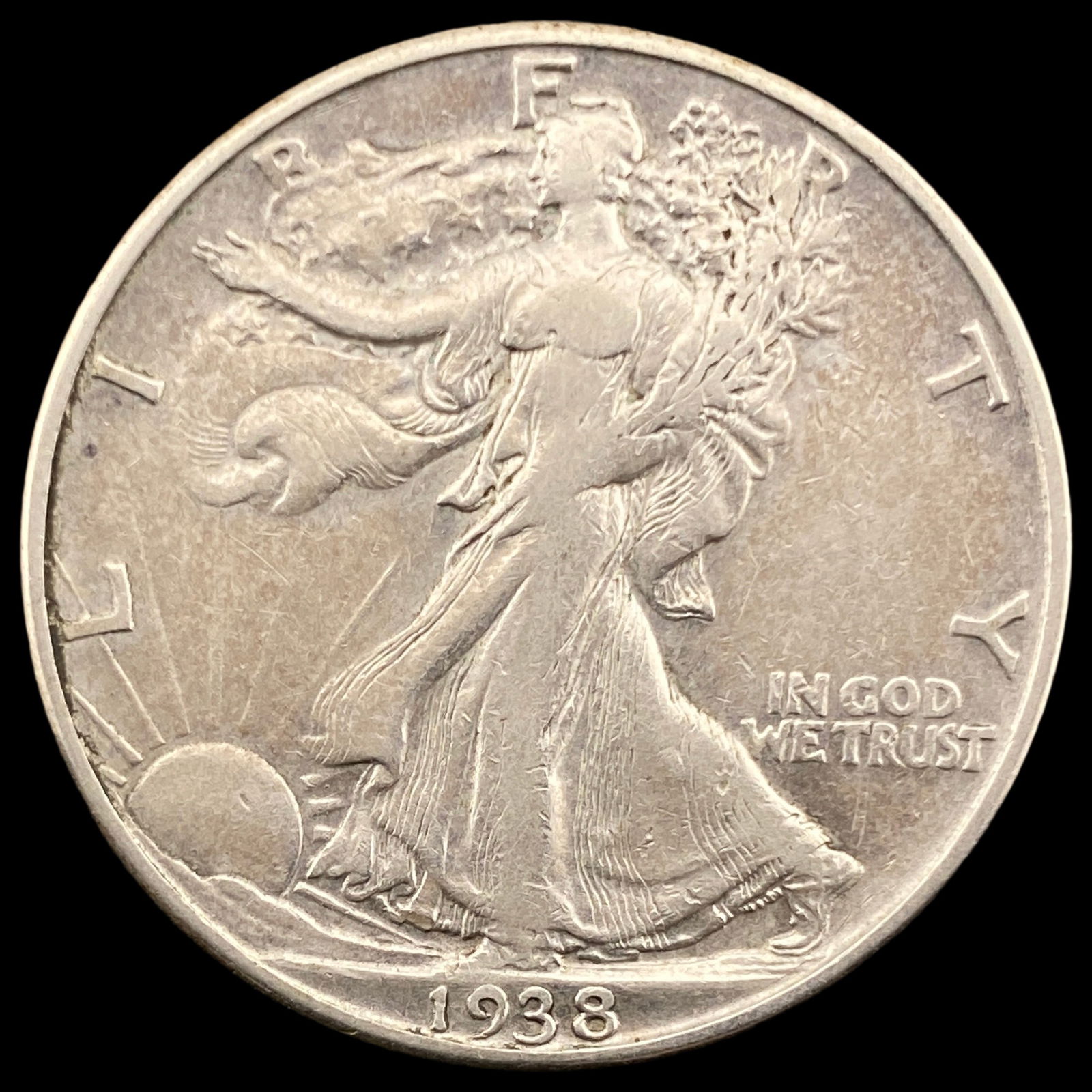 1938-D Walking Liberty Half Dollar NEARLY UNCIRCULATED: 1938-D Walking Liberty Half Dollar NEARLY UNCIRCULATED