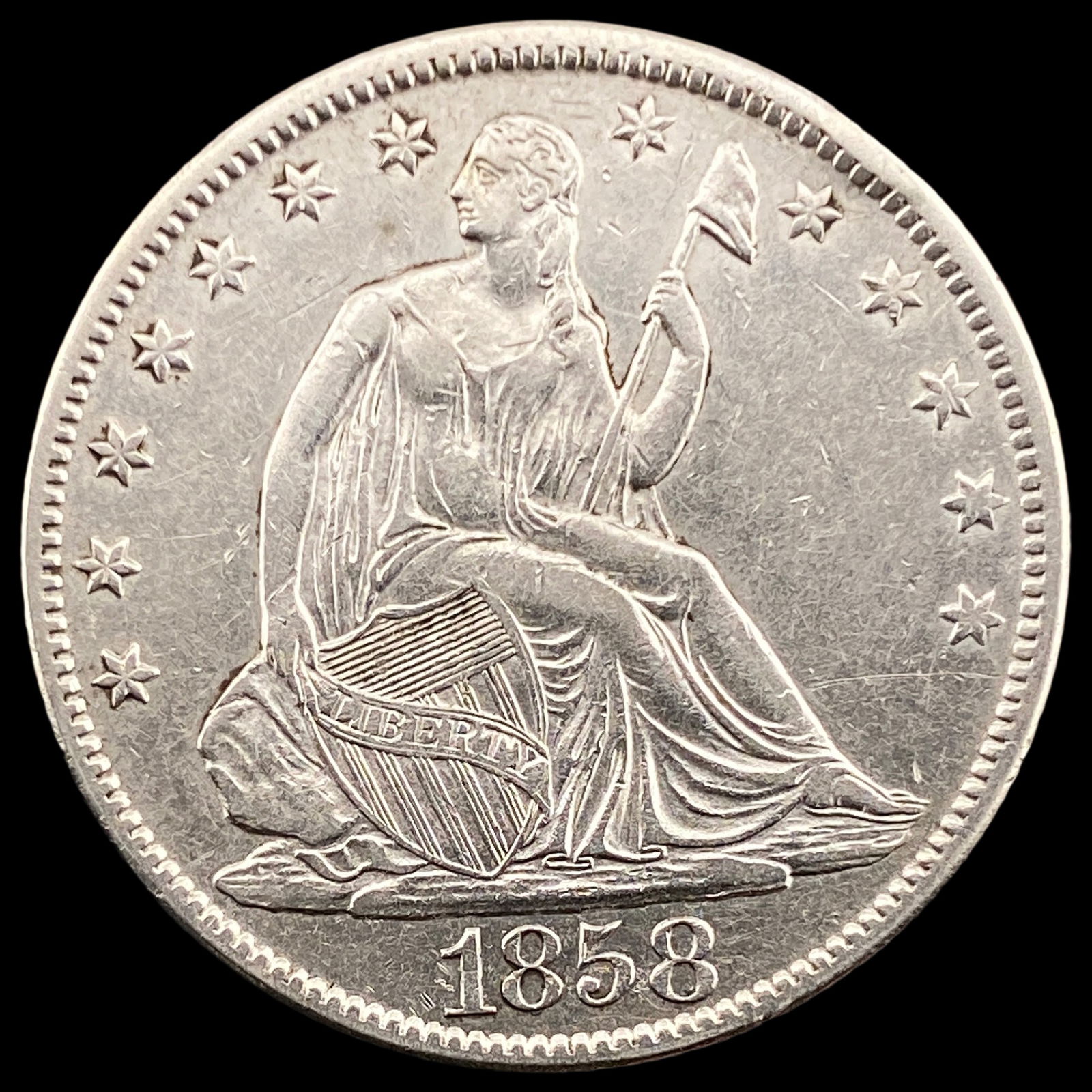 1858-O Seated Liberty Half Dollar ABOUT UNCIRCULATED (1 of 2)