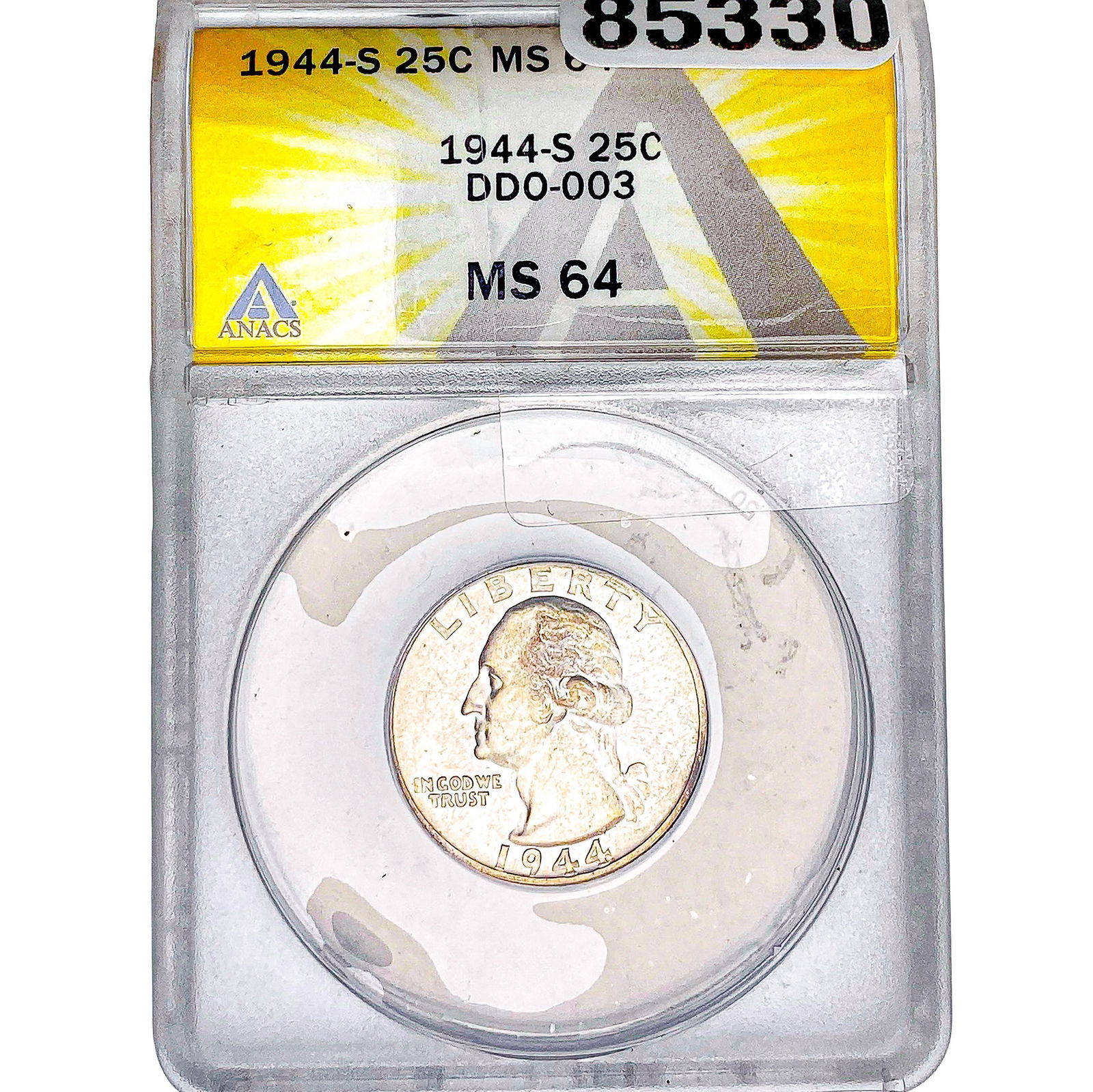 1944-S Washington Silver Quarter ANACS MS64: 1944-S Washington Silver Quarter ANACS MS64