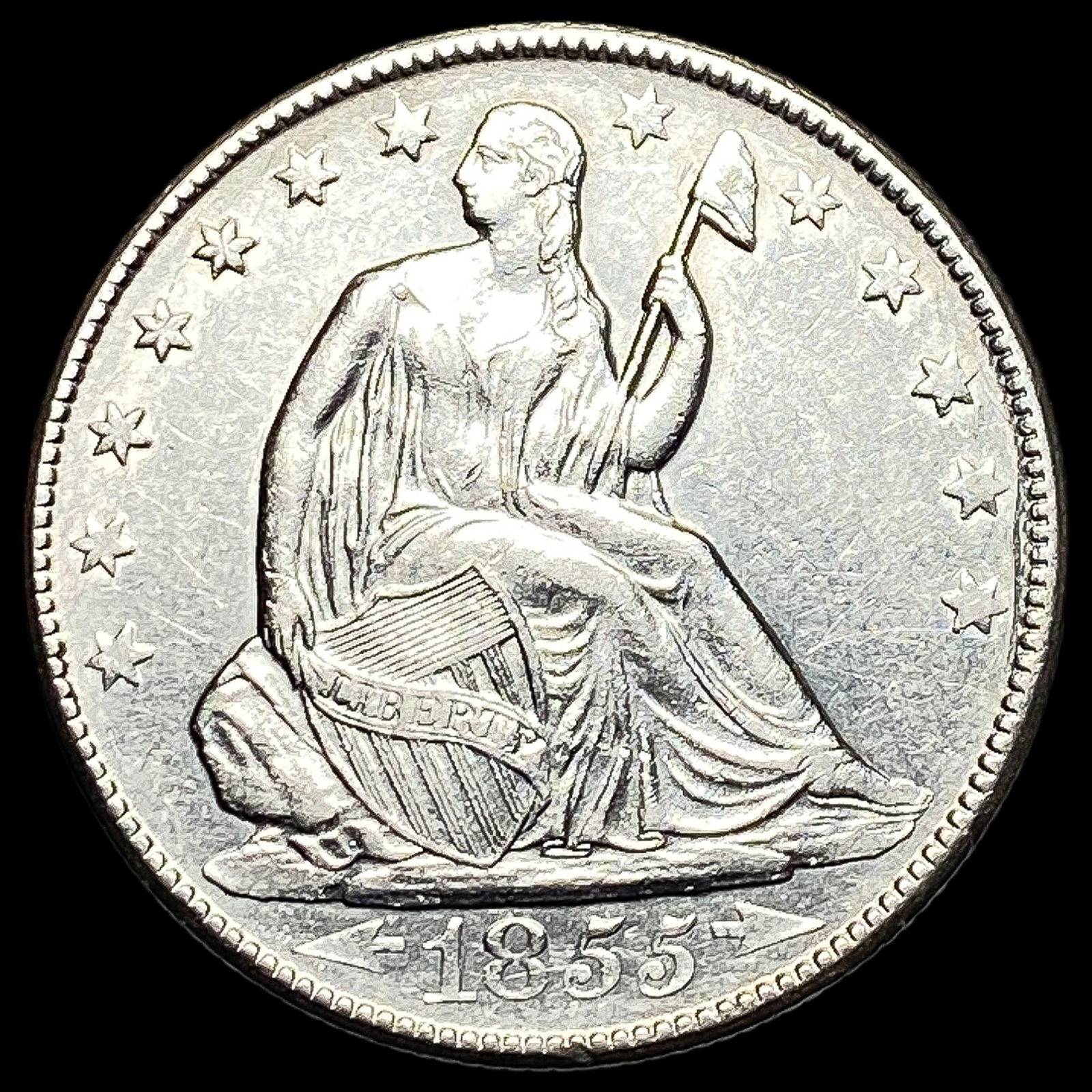 1855-O Silver Half Dollar CLOSELY UNCIRCULATED (1 of 2)