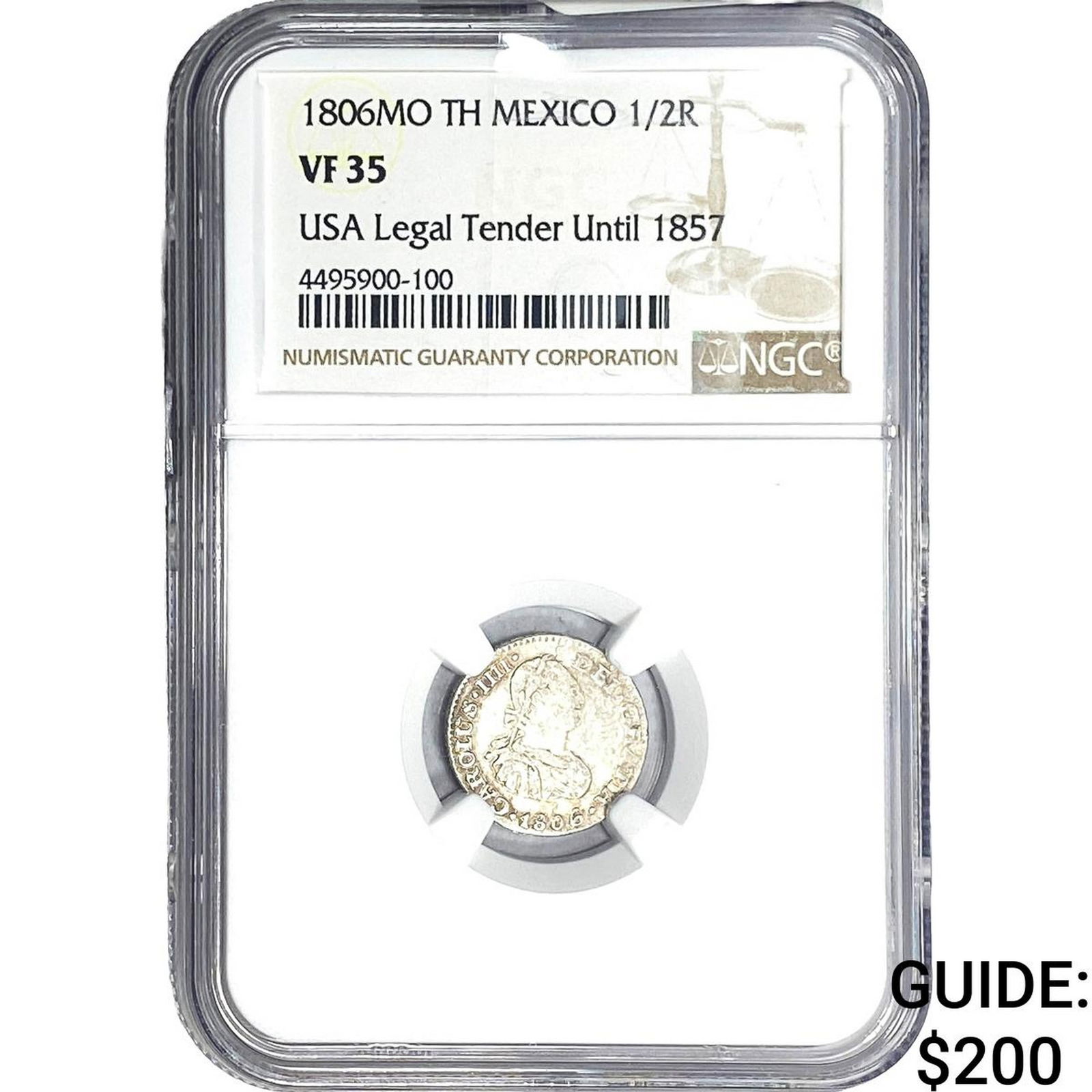 1806 Mexico Silver 1/2 Reale NGC VF35: 1806 Mexico Silver 1/2 Reale NGC VF35