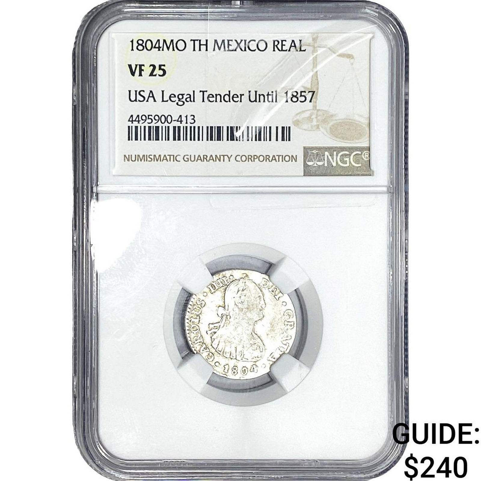 1804 Mexico Silver 1 Reale NGC VF25: 1804 Mexico Silver 1 Reale NGC VF25