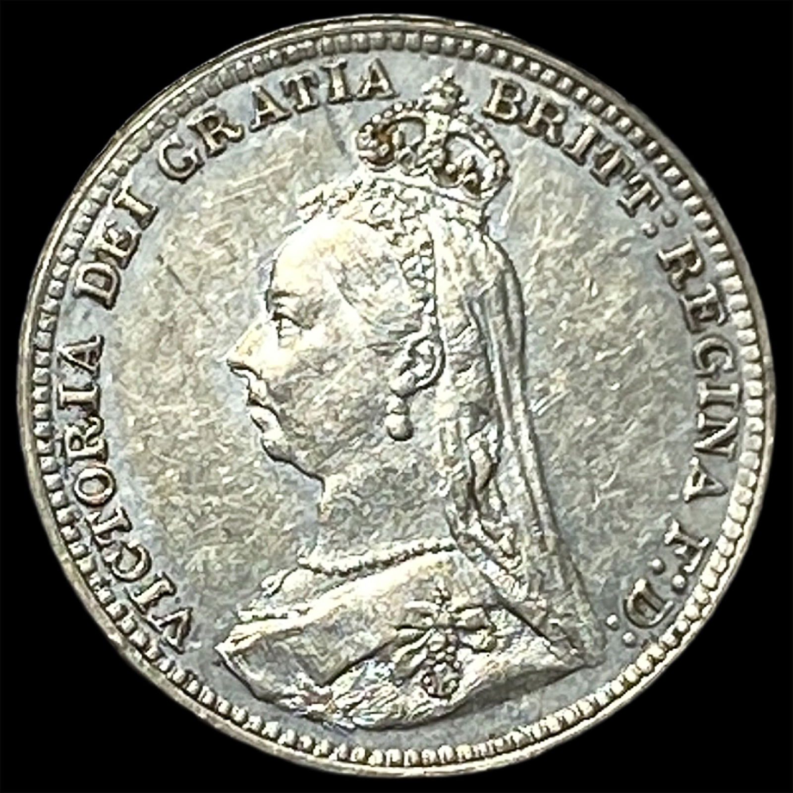 1891 Great Britain Queen Victoria Silver 3 Pence UNCIRCULATED: 1891 Great Britain Queen Victoria Silver 3 Pence UNCIRCULATED