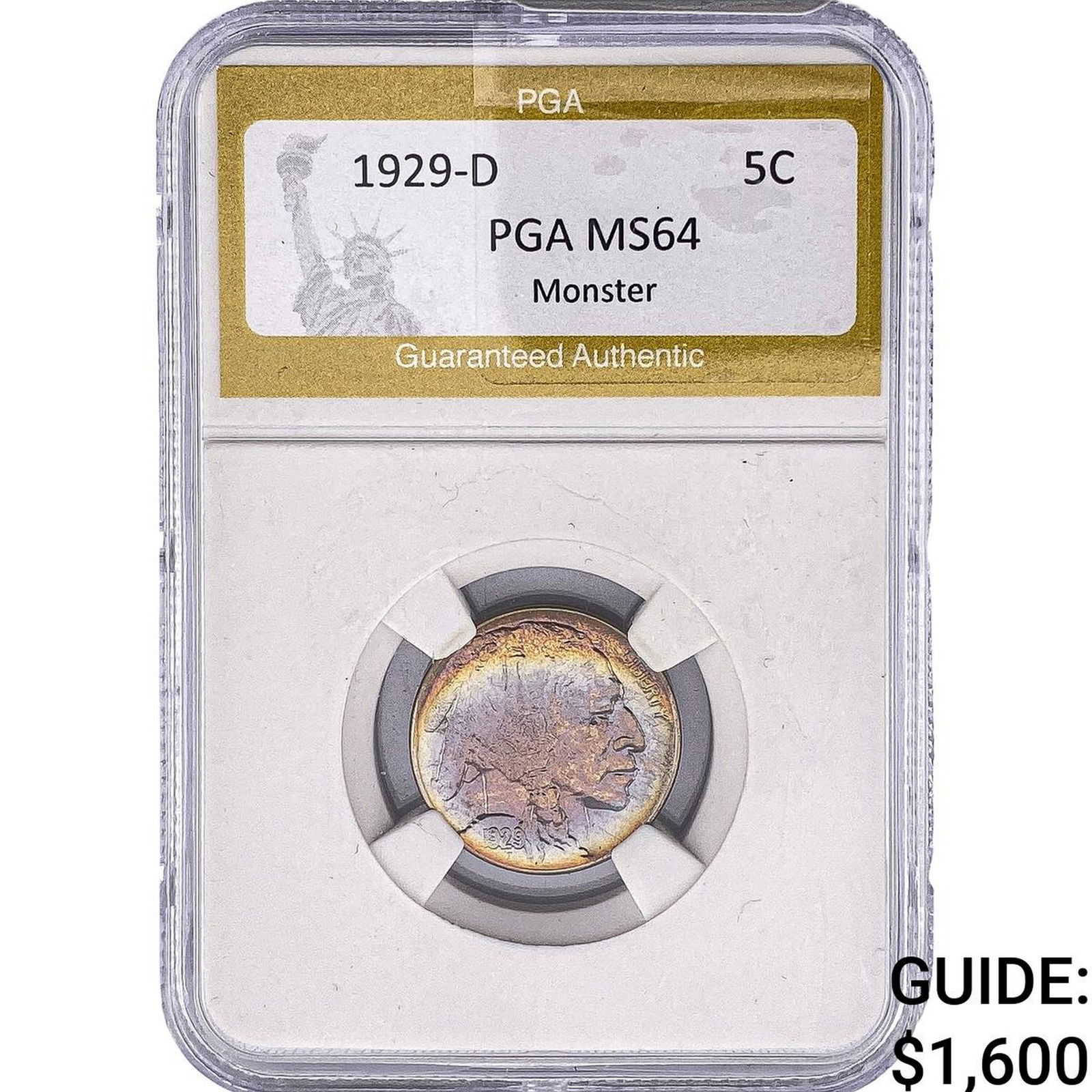 1929-D Buffalo Nickel PGA MS64 Monster: 1929-D Buffalo Nickel PGA MS64 Monster