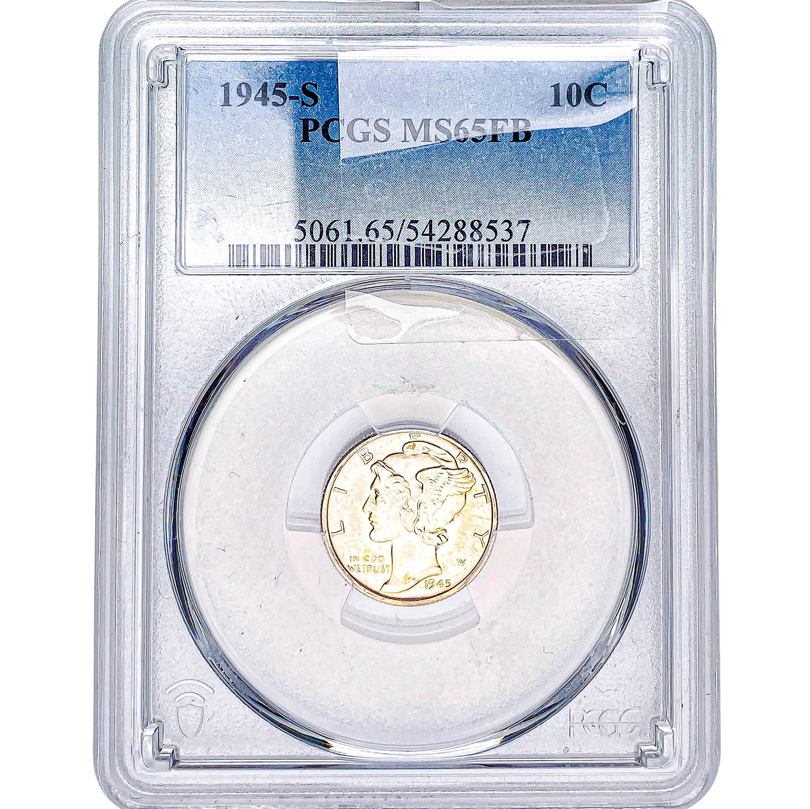 1945-S Mercury Silver Dime PCGS MS65 FB: 1945-S Mercury Silver Dime PCGS MS65 FB