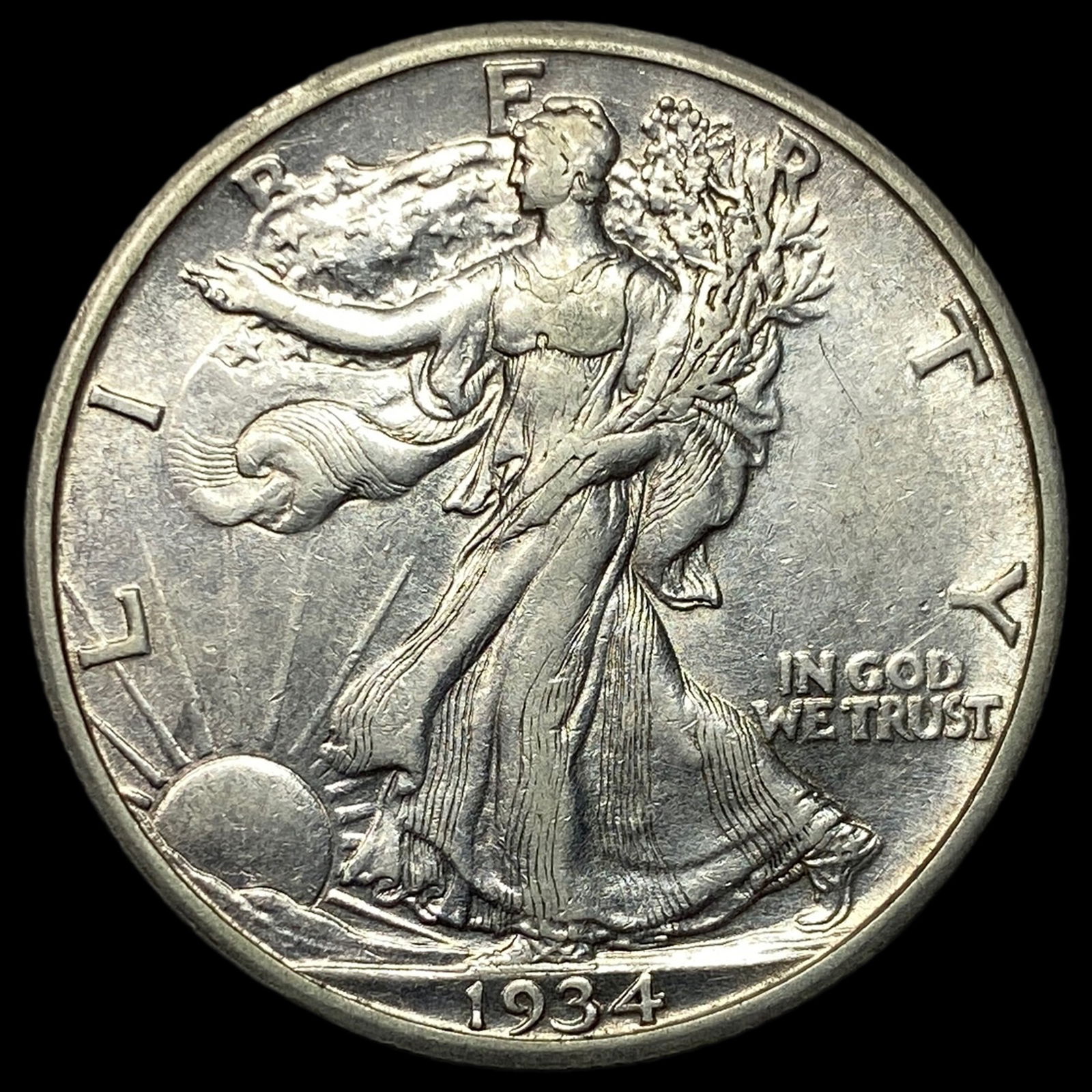 1934-S Walking Liberty Half Dollar CLOSELY UNCIRCULATED: 1934-S Walking Liberty Half Dollar CLOSELY UNCIRCULATED