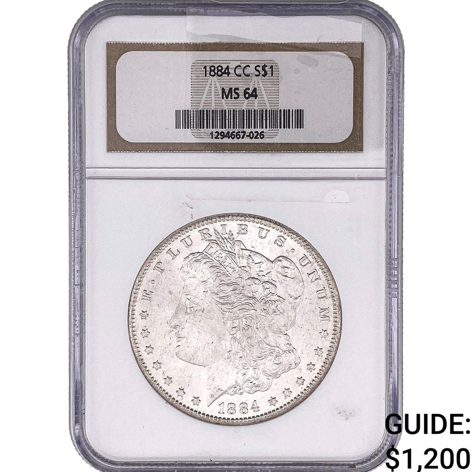 1884-CC Morgan Silver Dollar NGC MS64: 1884-CC Morgan Silver Dollar NGC MS64