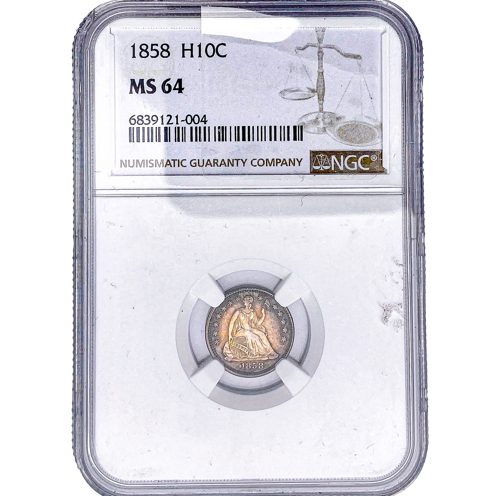 1858 Seated Liberty Half Dime NGC MS64: 1858 Seated Liberty Half Dime NGC MS64