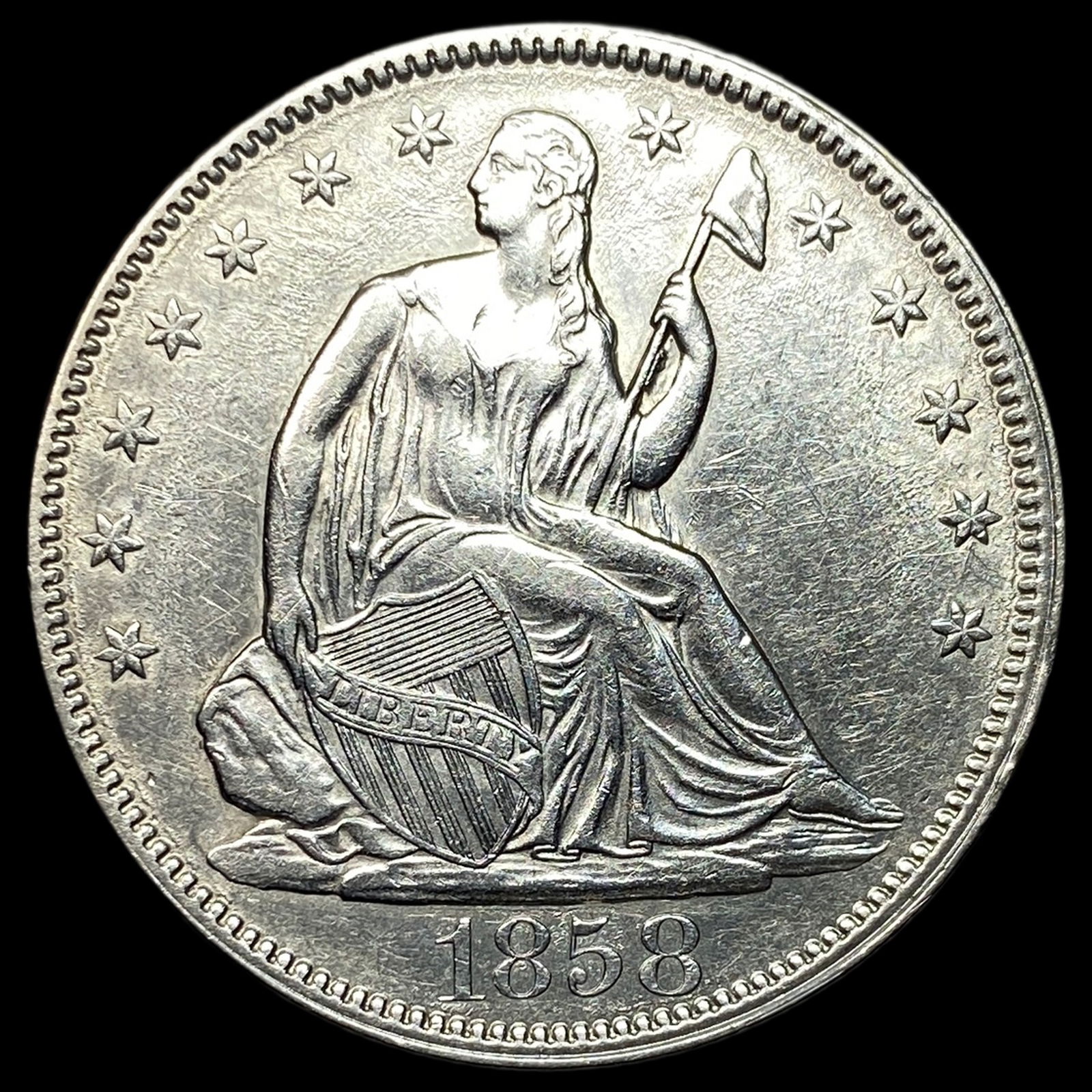 1858 Seated Liberty Half Dollar CLOSELY UNCIRCULATED (1 of 2)