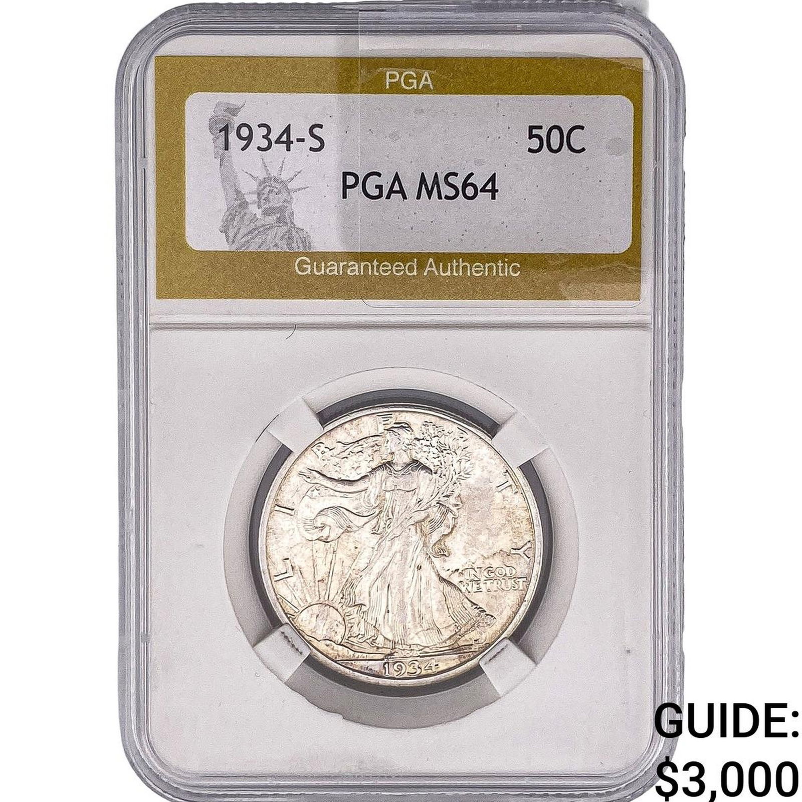 1934-S Walking Liberty Half Dollar PGS MS64: 1934-S Walking Liberty Half Dollar PGS MS64