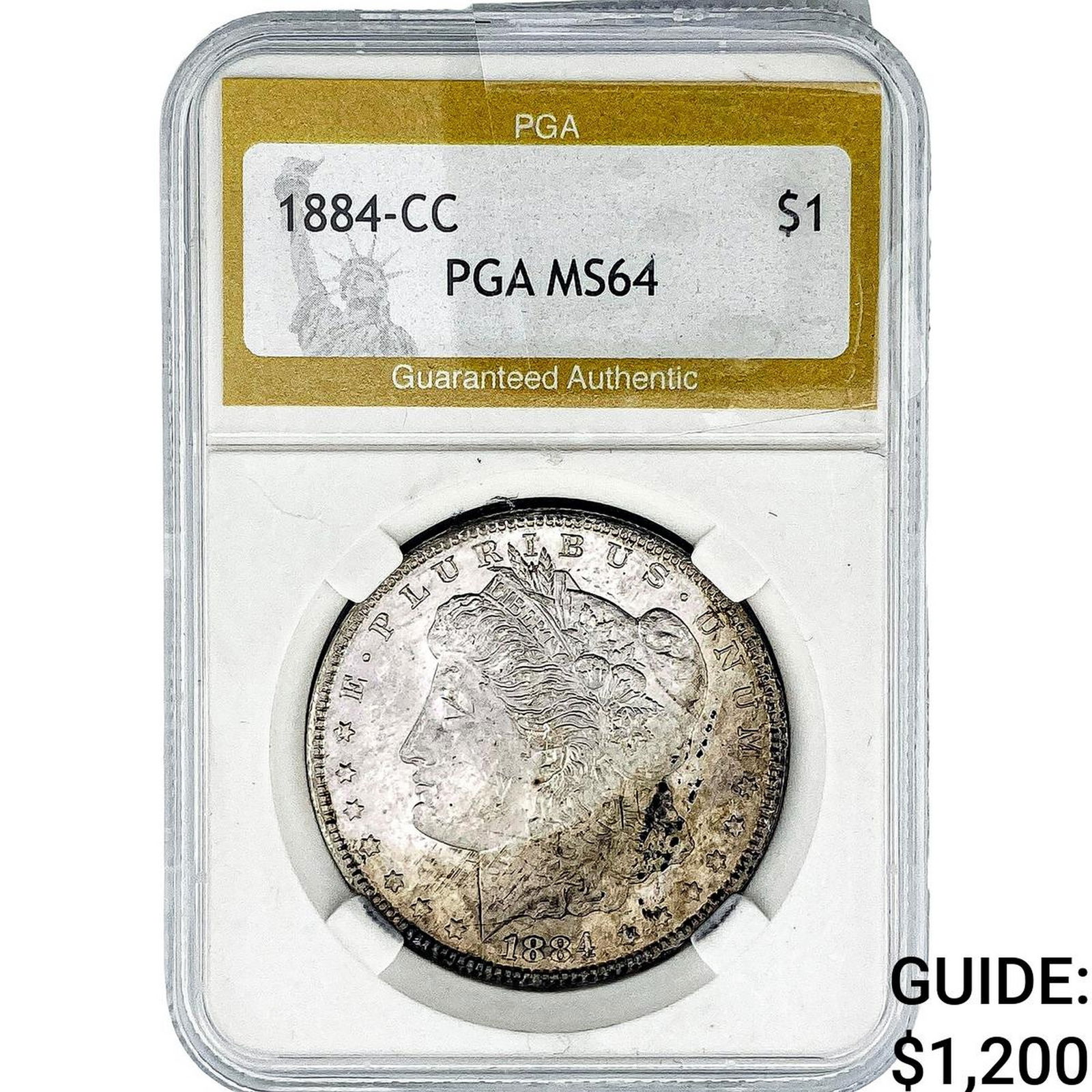 1884-CC Morgan Silver Dollar PGA MS64: 1884-CC Morgan Silver Dollar PGA MS64