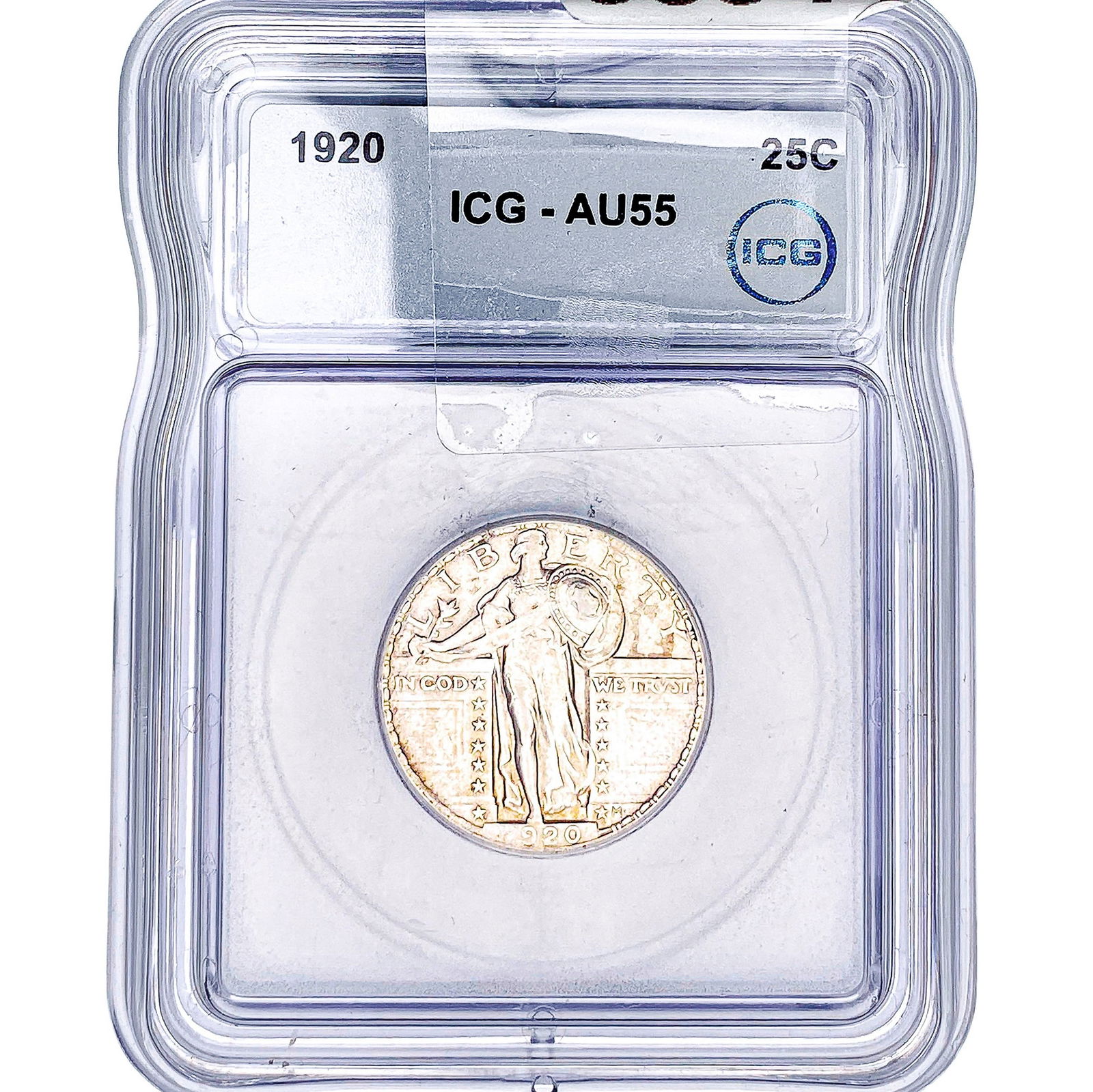 1920 Standing Liberty Quarter ICG AU55: 1920 Standing Liberty Quarter ICG AU55