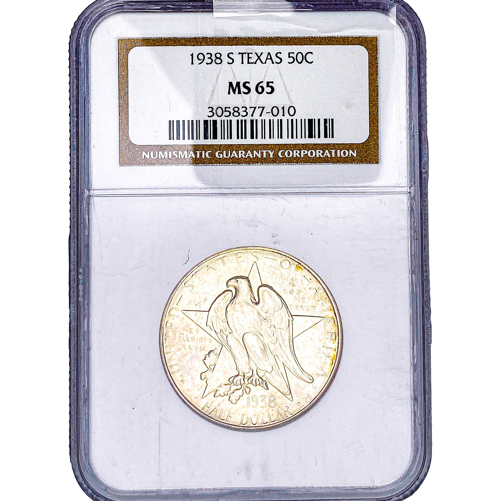 1938-S Texas Half Dollar NGC MS65: 1938-S Texas Half Dollar NGC MS65