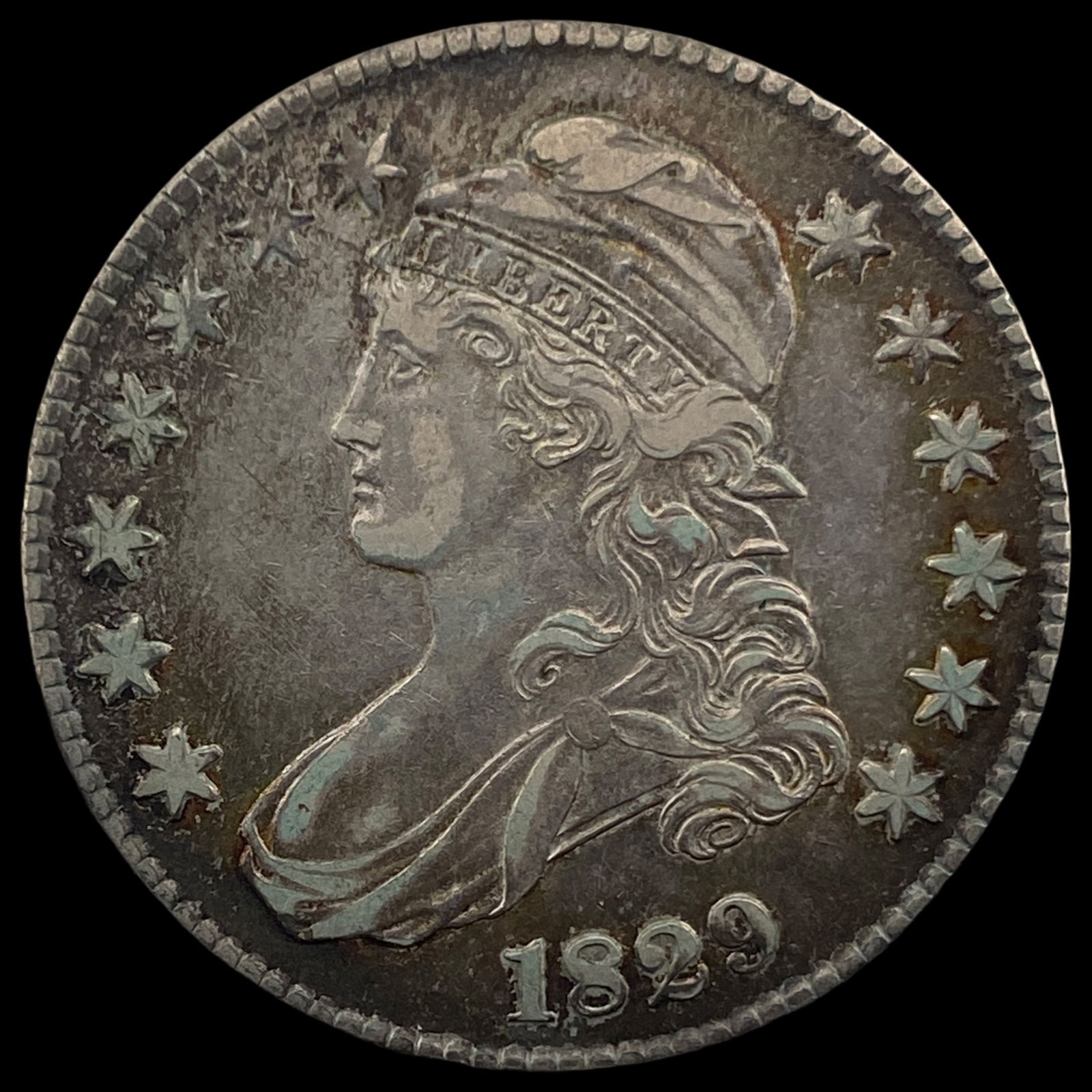 1829 Capped Bust Silver Half Dollar ABOUT UNCIRCULATED: 1829 Capped Bust Silver Half Dollar ABOUT UNCIRCULATED