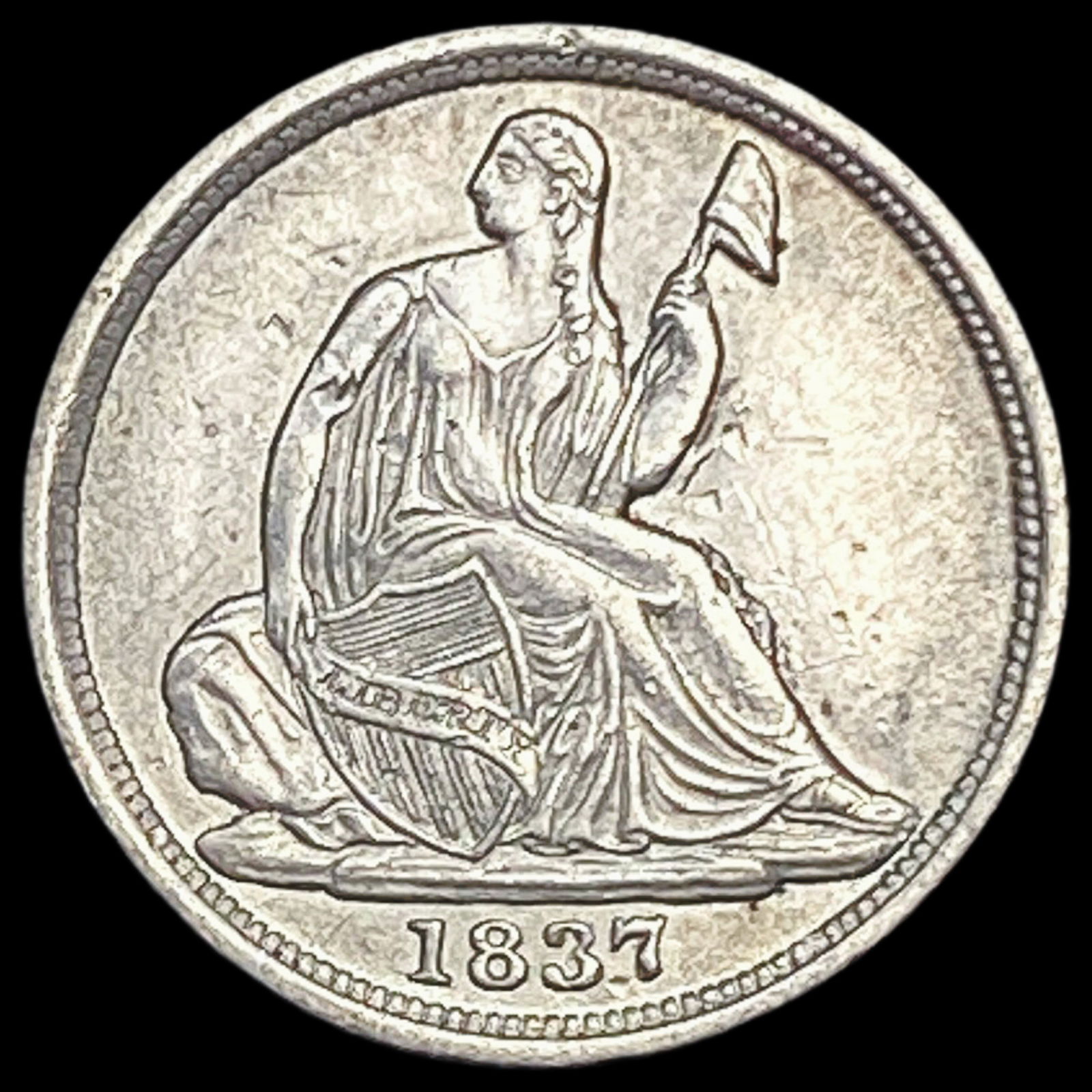 1837 Seated Liberty Half Dime No Stars CHOICE AU: 1837 Seated Liberty Half Dime No Stars CHOICE AU