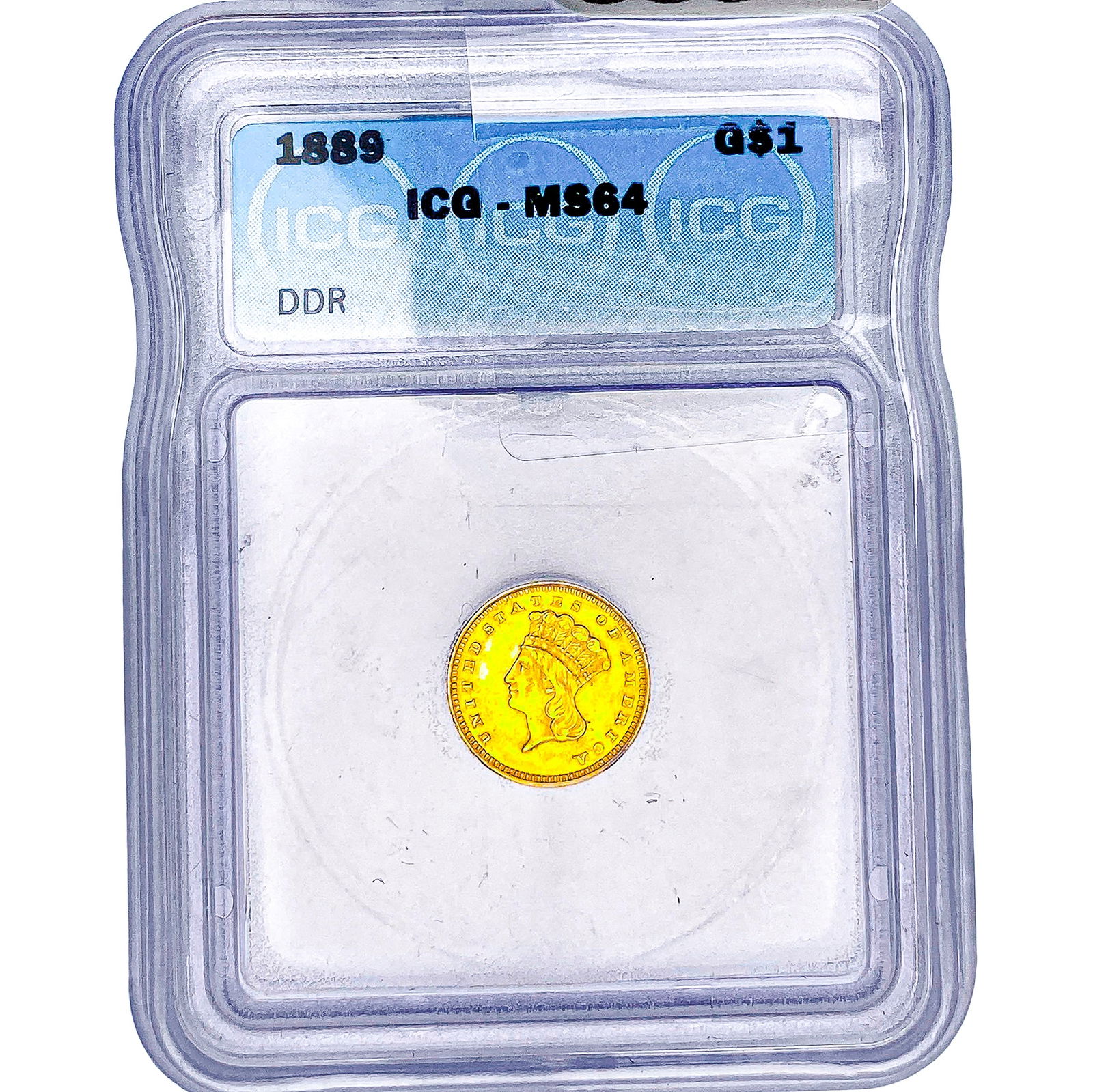 1889 Rare Gold Dollar ICG MS64: 1889 Rare Gold Dollar ICG MS64