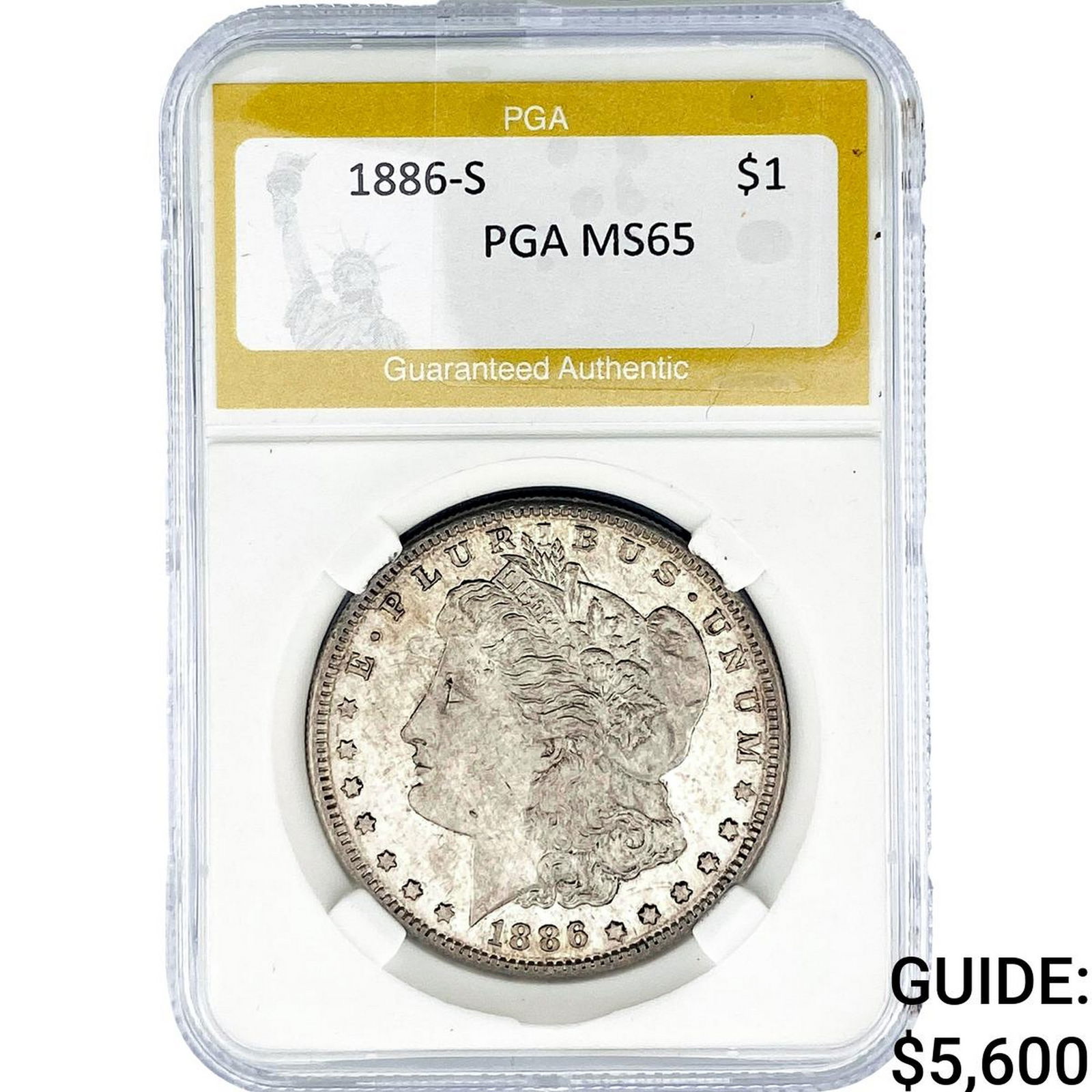 1886-S Morgan Silver Dollar PGA MS65: 1886-S Morgan Silver Dollar PGA MS65
